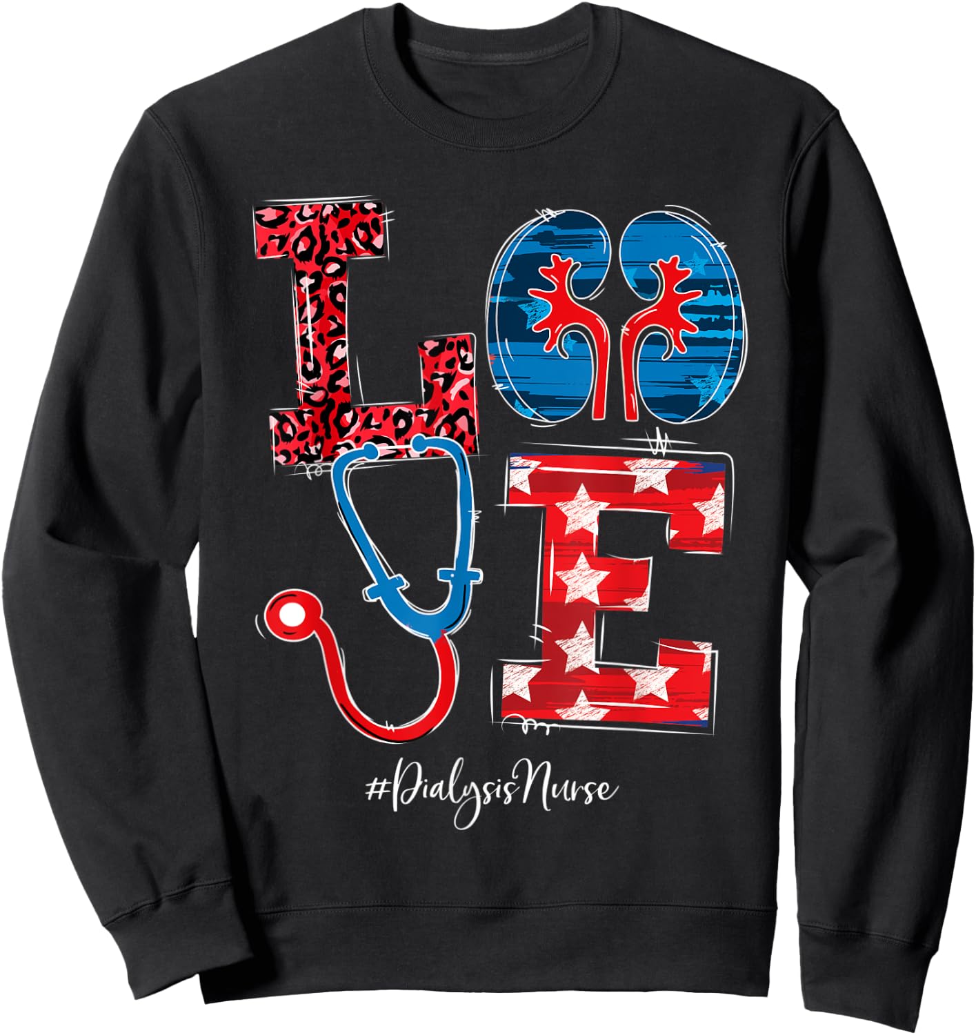 Love Dialysis Nurse Happy 4th Of July Independence Day Men Sweatshirt - Sweatshirt | Black
