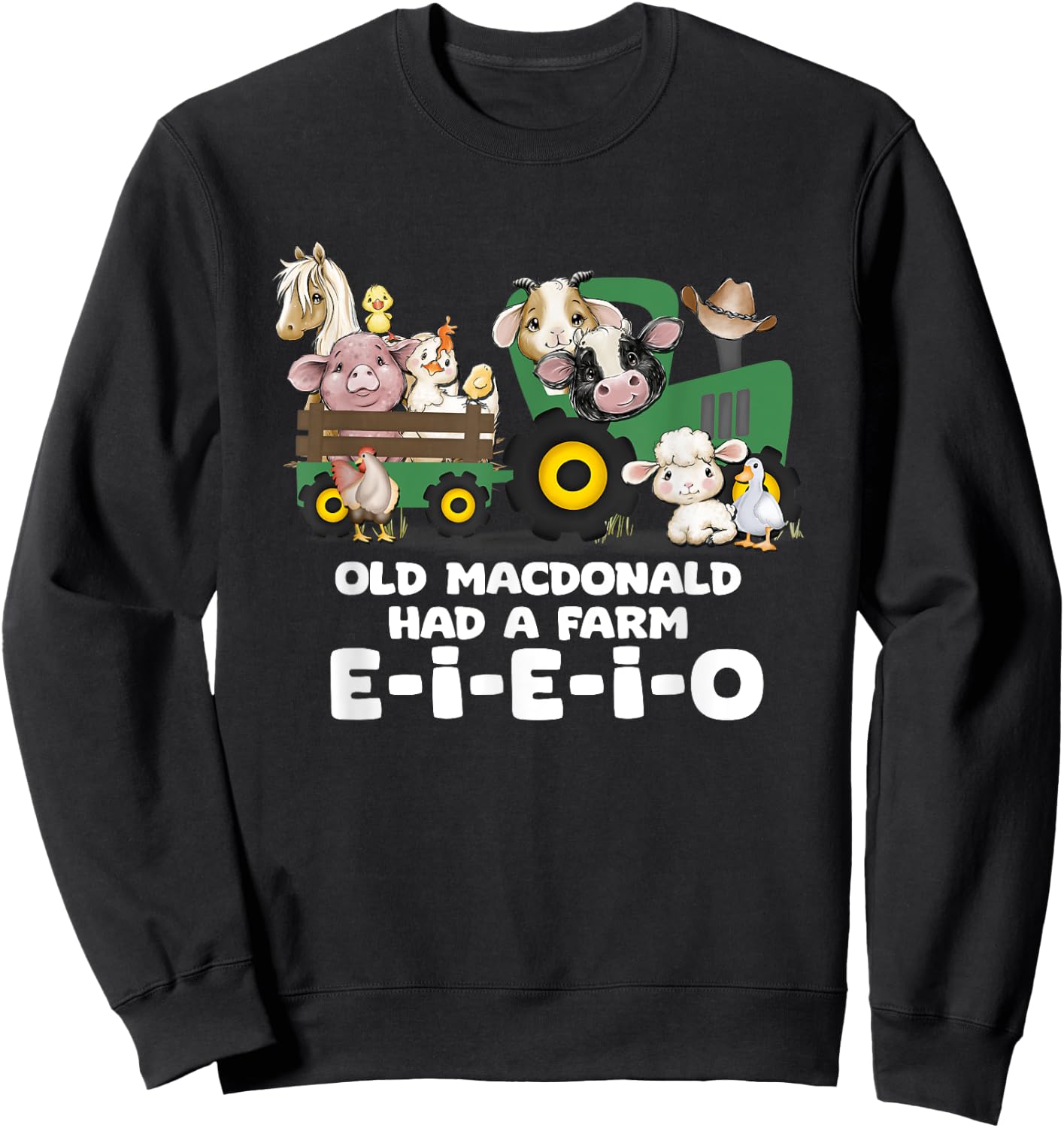 Toddler Kids Old MacDonald Had a Farm E-I-E-I-O Nursery Song Sweatshirt - Sweatshirt | Black