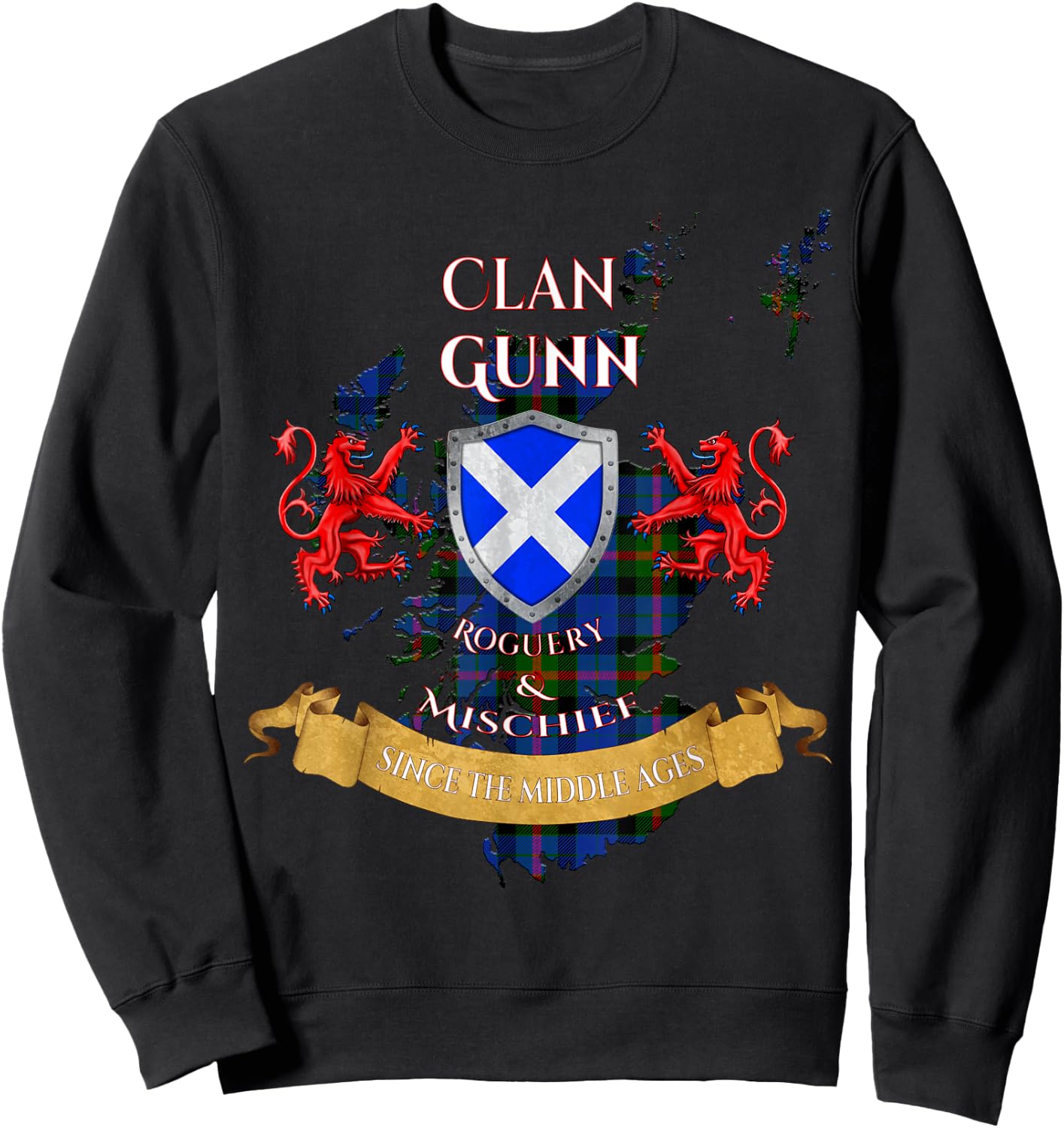 Gunn Scottish Family Clan Middle Ages Mischief Sweatshirt - Sweatshirt | Black