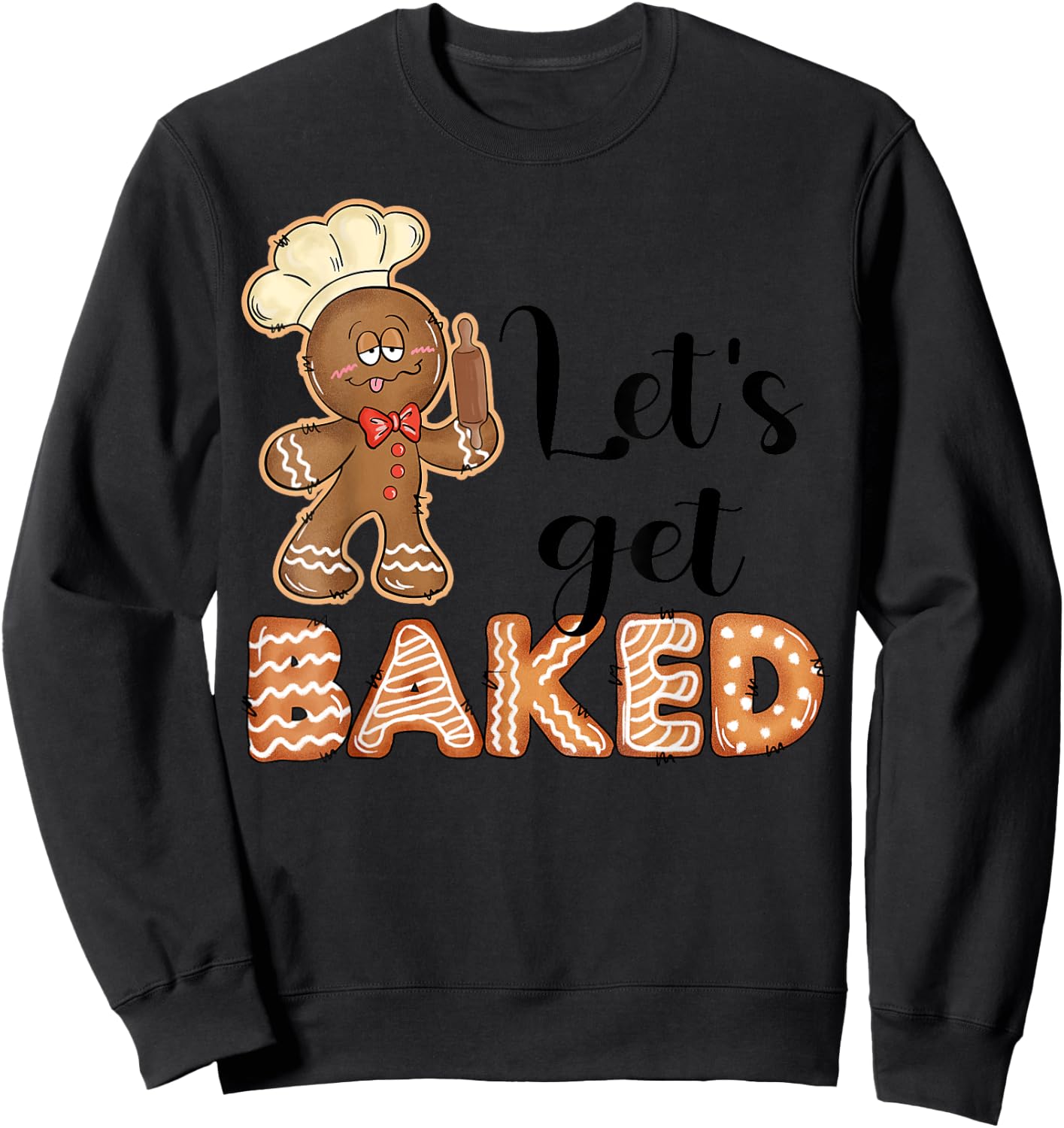 Funny Christmas Gingerbread Chef Baking Team Xmas -Adults Grey Sweatshirt - Sweatshirt | Black