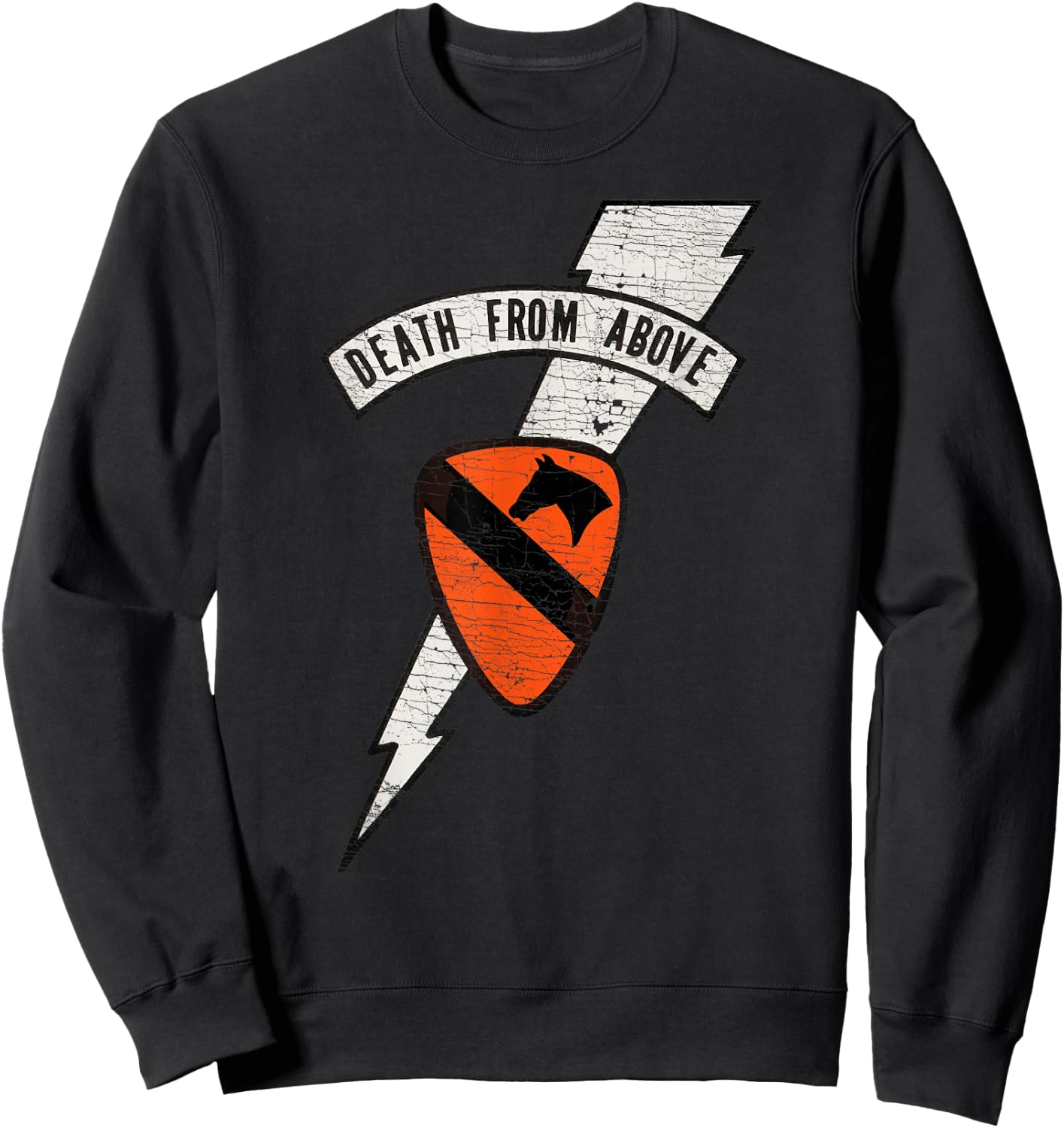 "Death From Above" Air Cavalry Lightning Logo (Distressed) Sweatshirt - Sweatshirt | Black