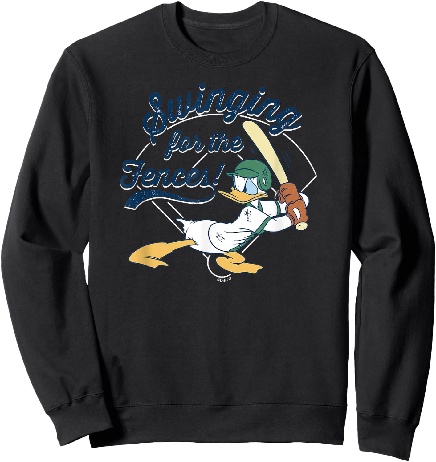 Disney Donald Duck Baseball Swinging for the Fences Sports Sweatshirt - Sweatshirt | Black