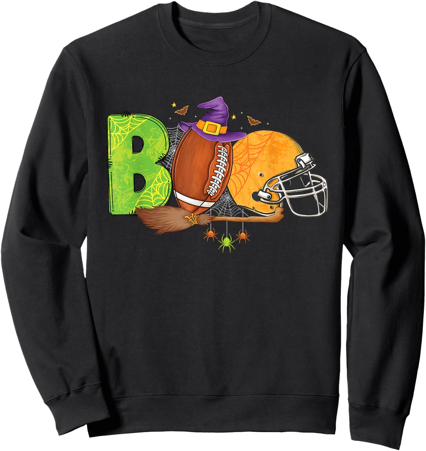 Boo Funny football Halloween costume men women girls boys Sweatshirt - Sweatshirt | Black