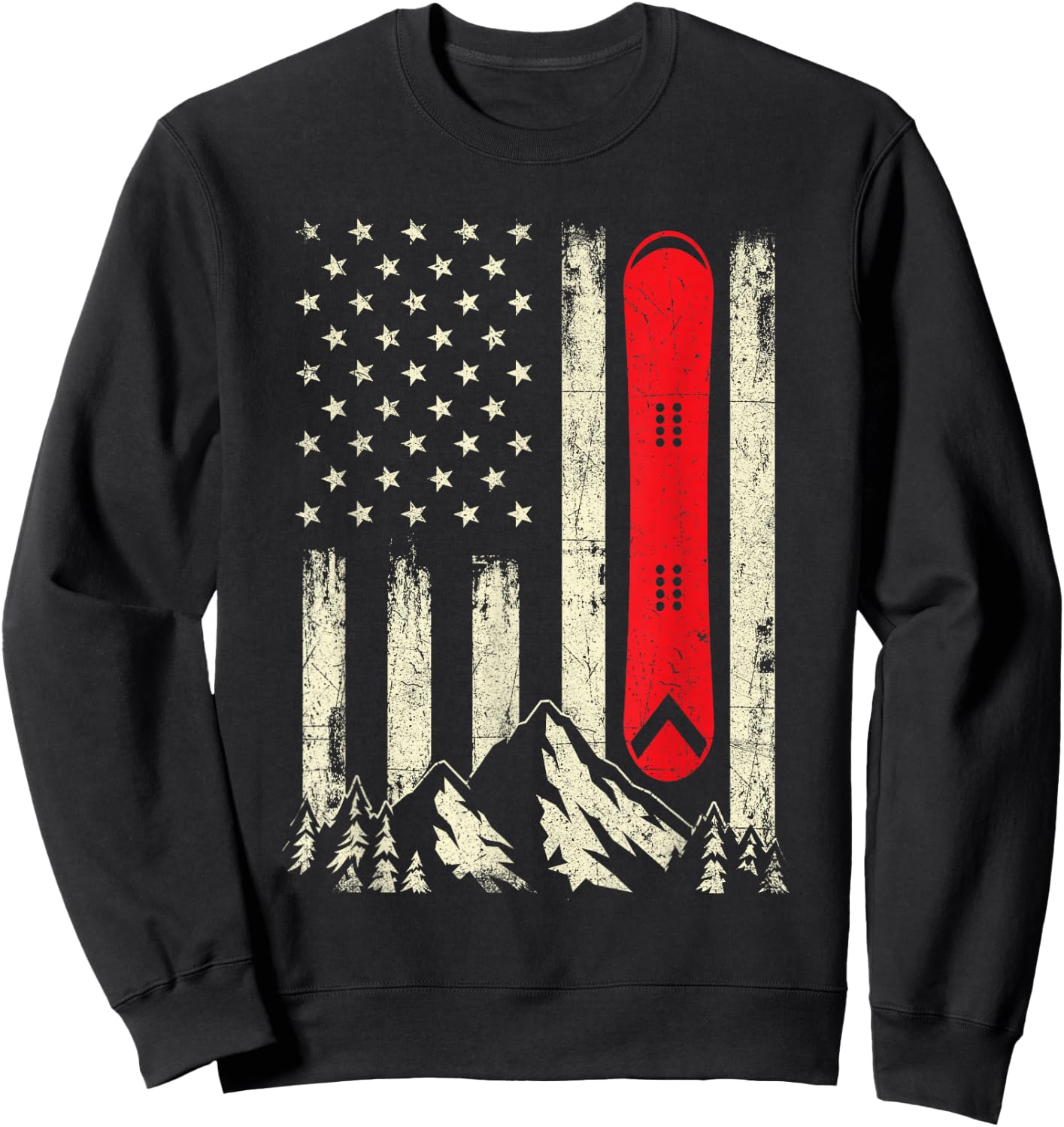 Snowboarding Lover - USA Flag Snowboarder Wintersports Lover Sweatshirt - Sweatshirt | Black