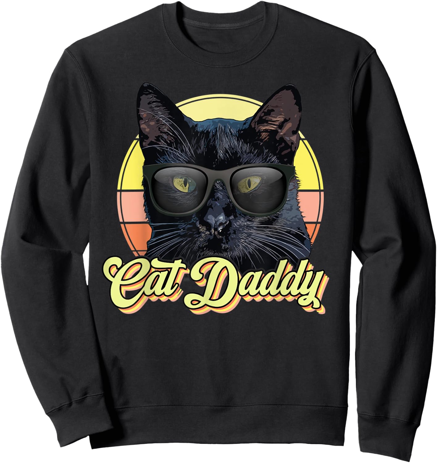Cat Daddy Black Cat Vintage Eighties Style Cat Retro Sweatshirt - Sweatshirt | Black