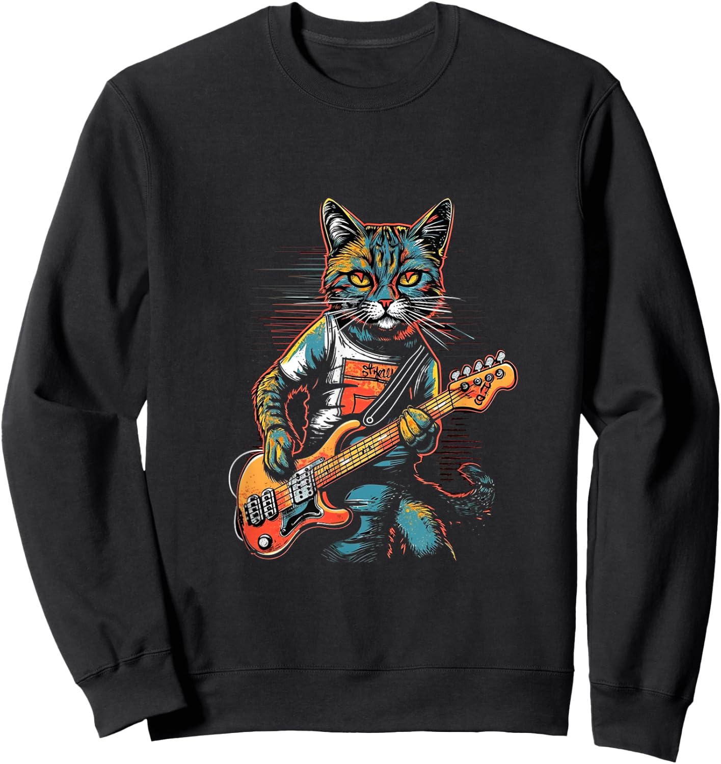 Cat Playing Bass Guitar Bassist Bass Guitarist Cats Lover Women Sweatshirt - Sweatshirt | Black