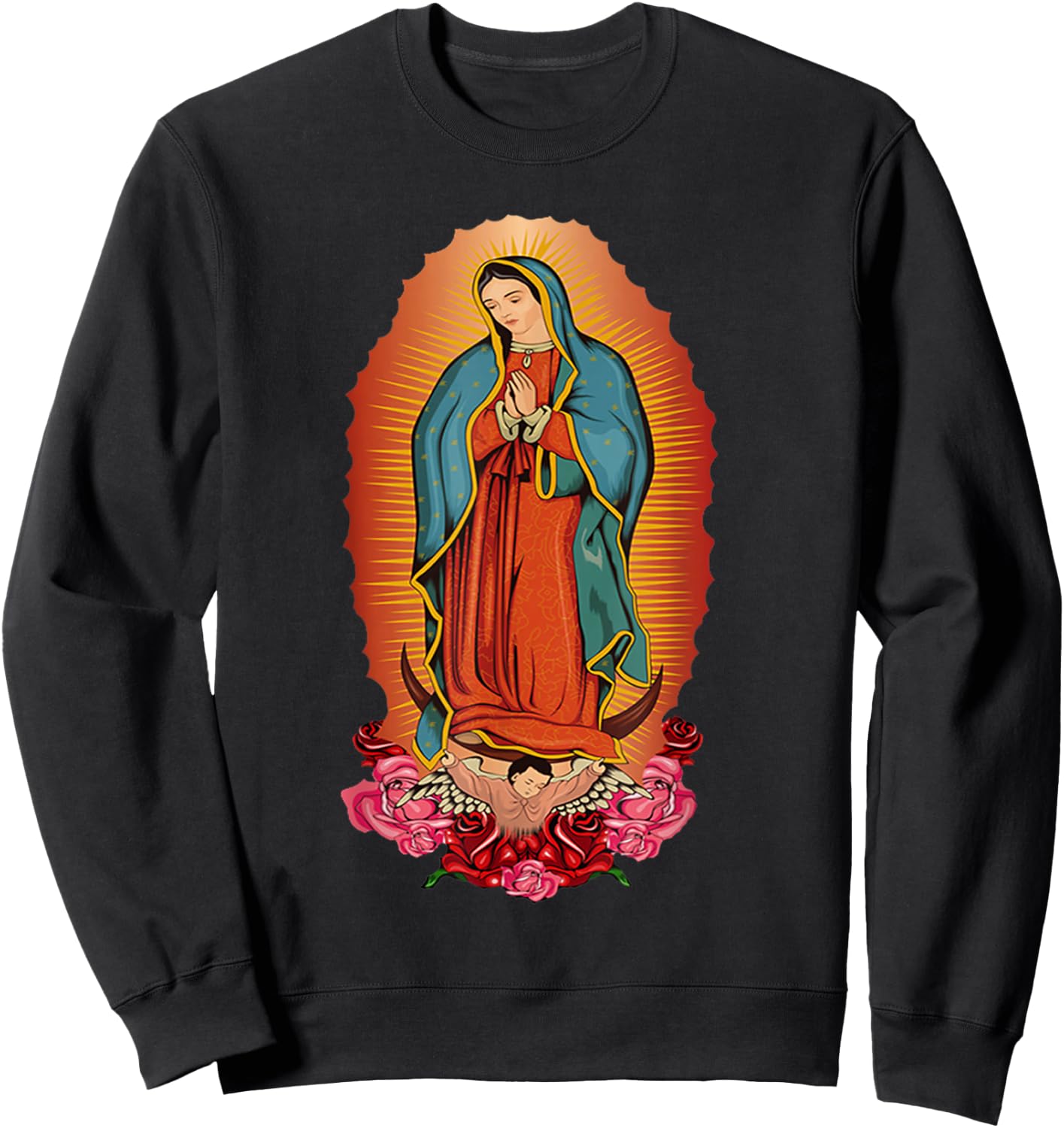 Virgen de Guadalupe Our Lady of Guadalupe Catholic Mary Sweatshirt - Sweatshirt | Black