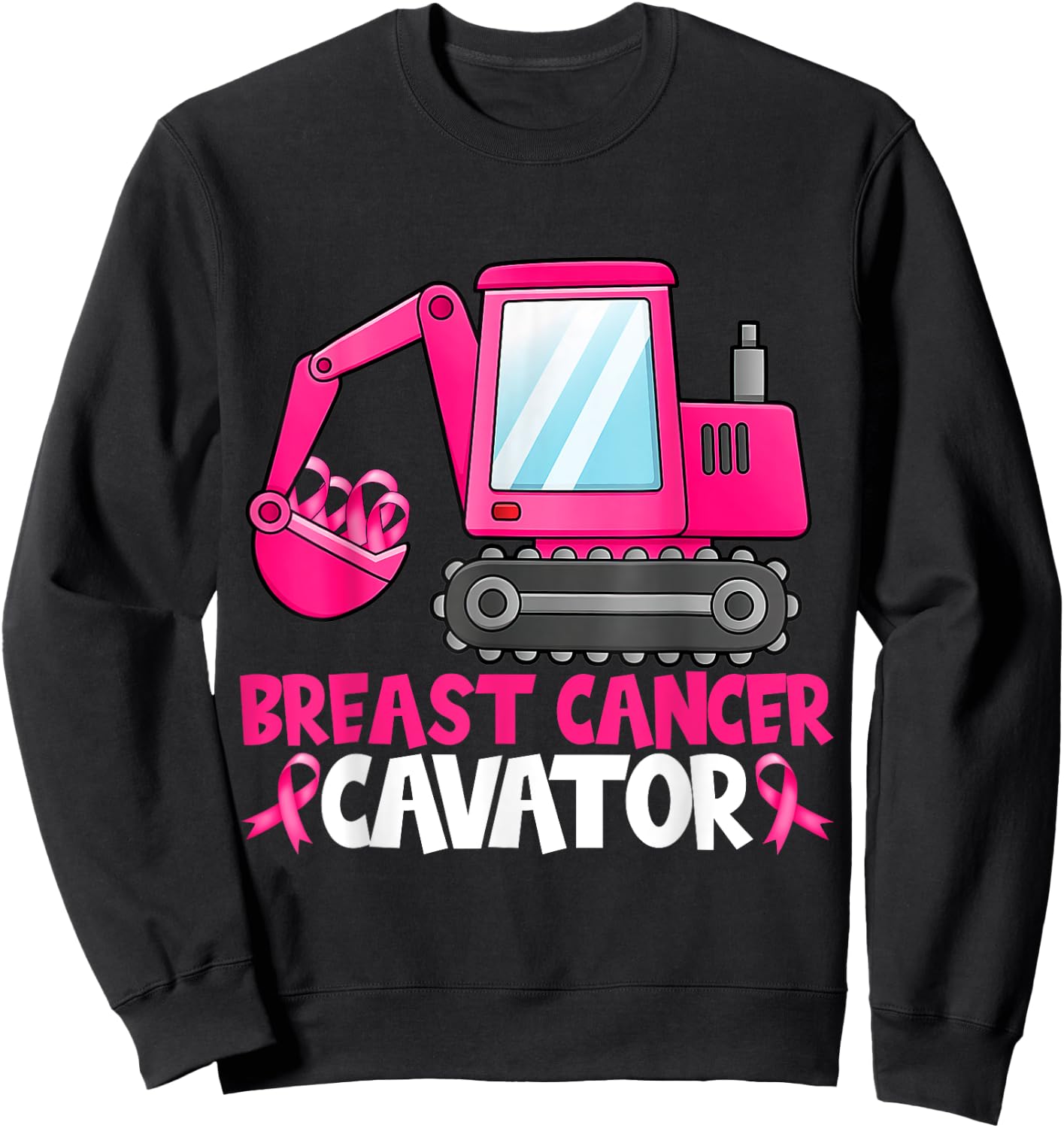 Breastcancerscavator Breast Cancer Awareness Kids Excavator Sweatshirt - Sweatshirt | Black