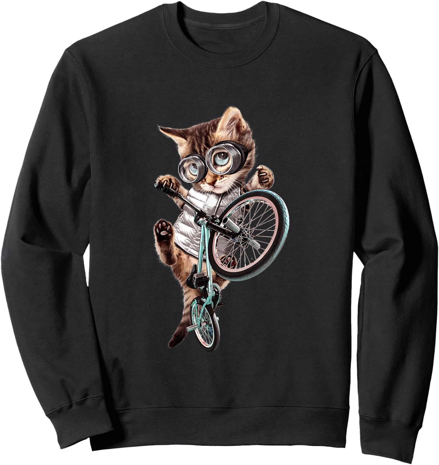 Cat riding BMX Bicycle Sweatshirt - Sweatshirt | Black