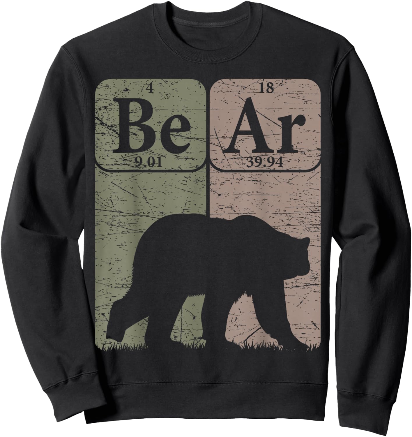 Bear Periodic Table Elements Grizzly Bear Vintage Arctophile Sweatshirt - Sweatshirt | Black