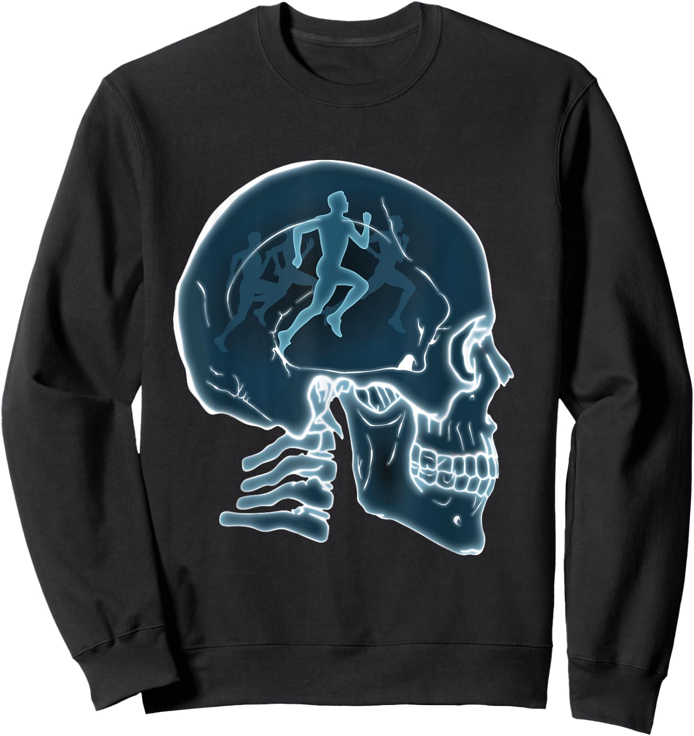 Skull Funny Running Runner Race Sports Lovers Men Women Sweatshirt - Sweatshirt | Black