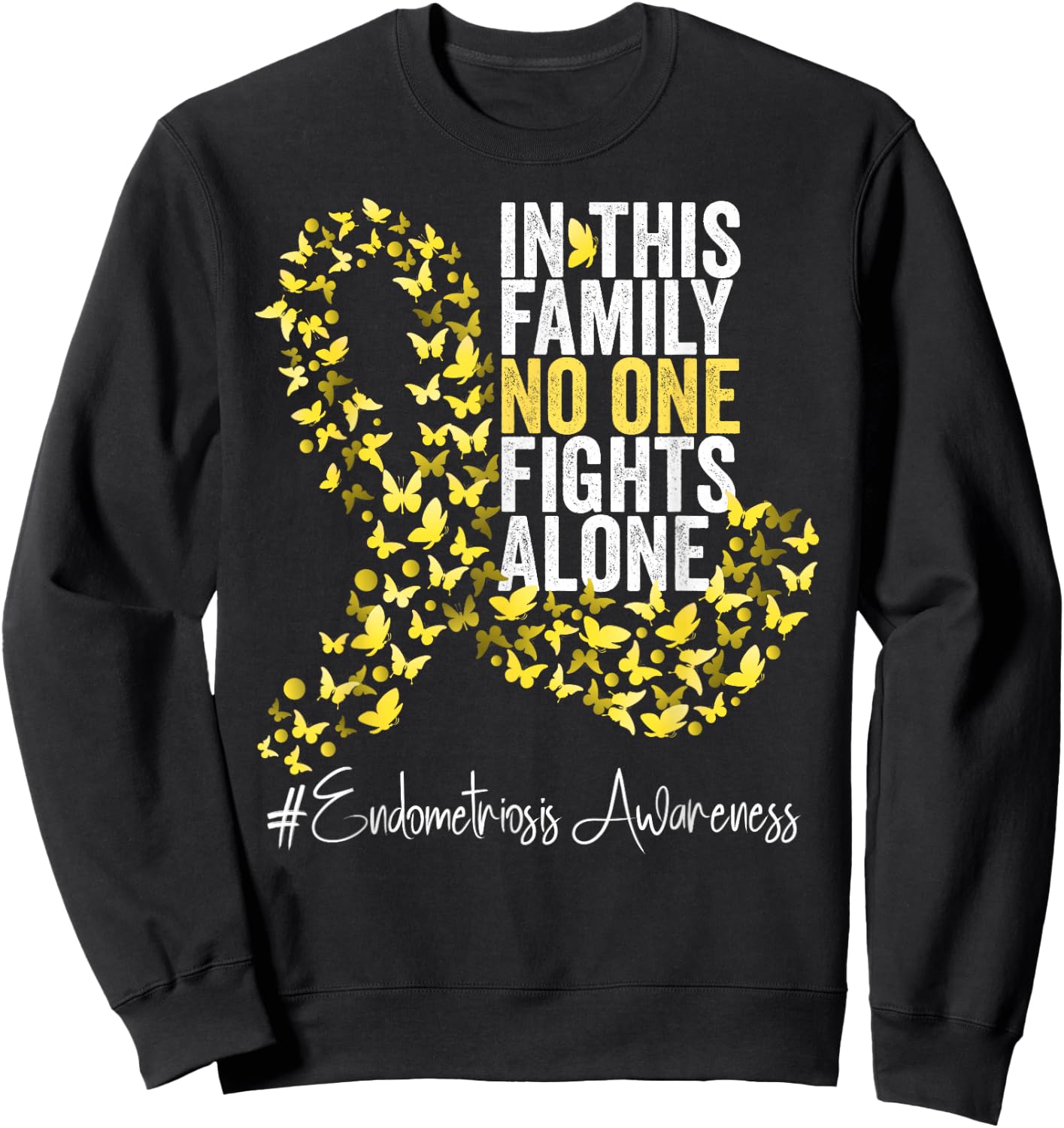Endometriosis Awareness Month Yellow Ribbon Sweatshirt - Sweatshirt | Black