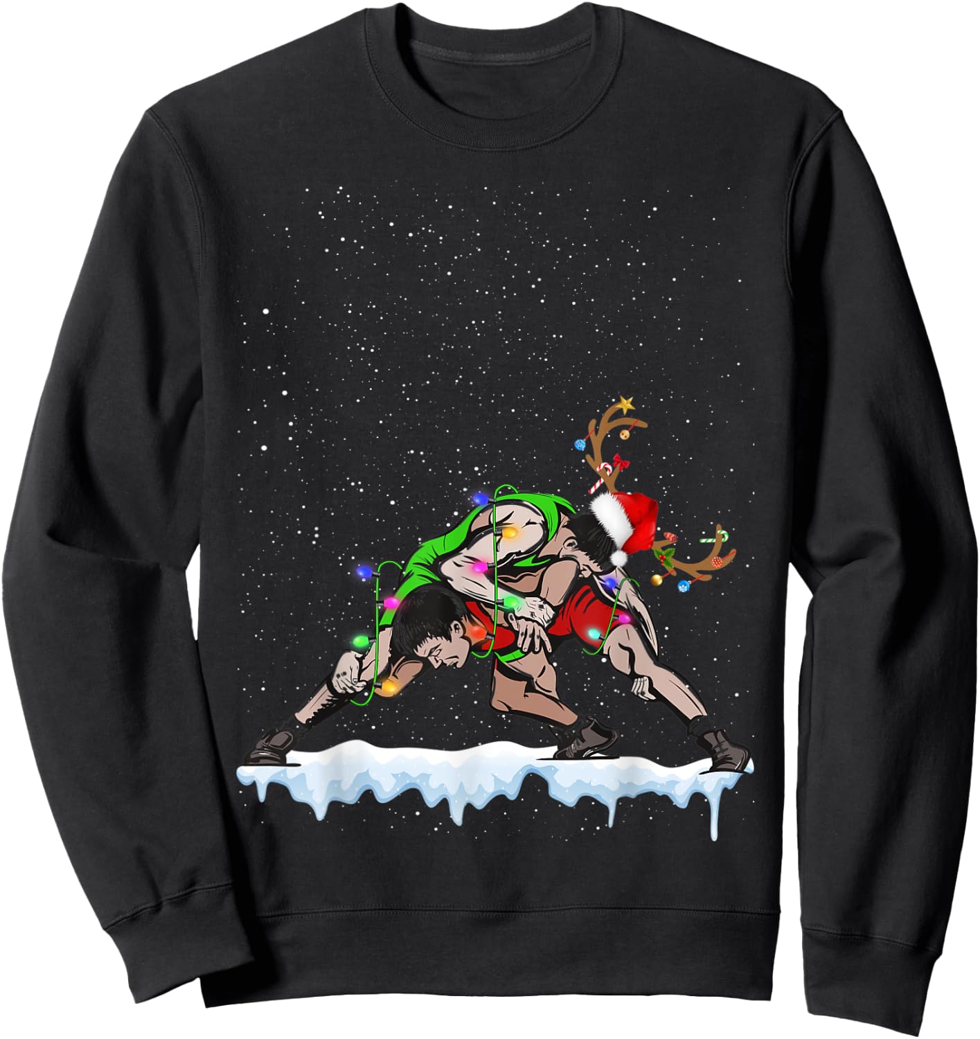 Christmas Wrestling Santa Hat Xmas Boys Men Sport Sweatshirt - Sweatshirt | Black