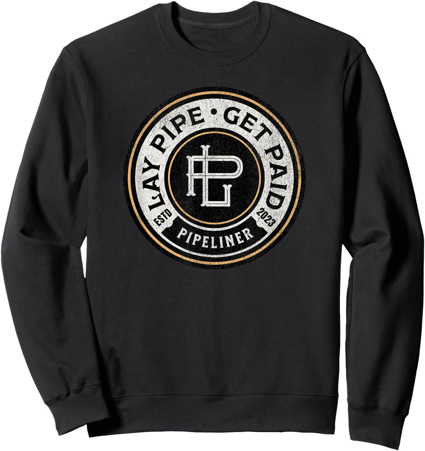 Pipeliner Men's Black Classic Fit Short Sleeve , Pipeline Worker , Small Sweatshirt - Sweatshirt | Black