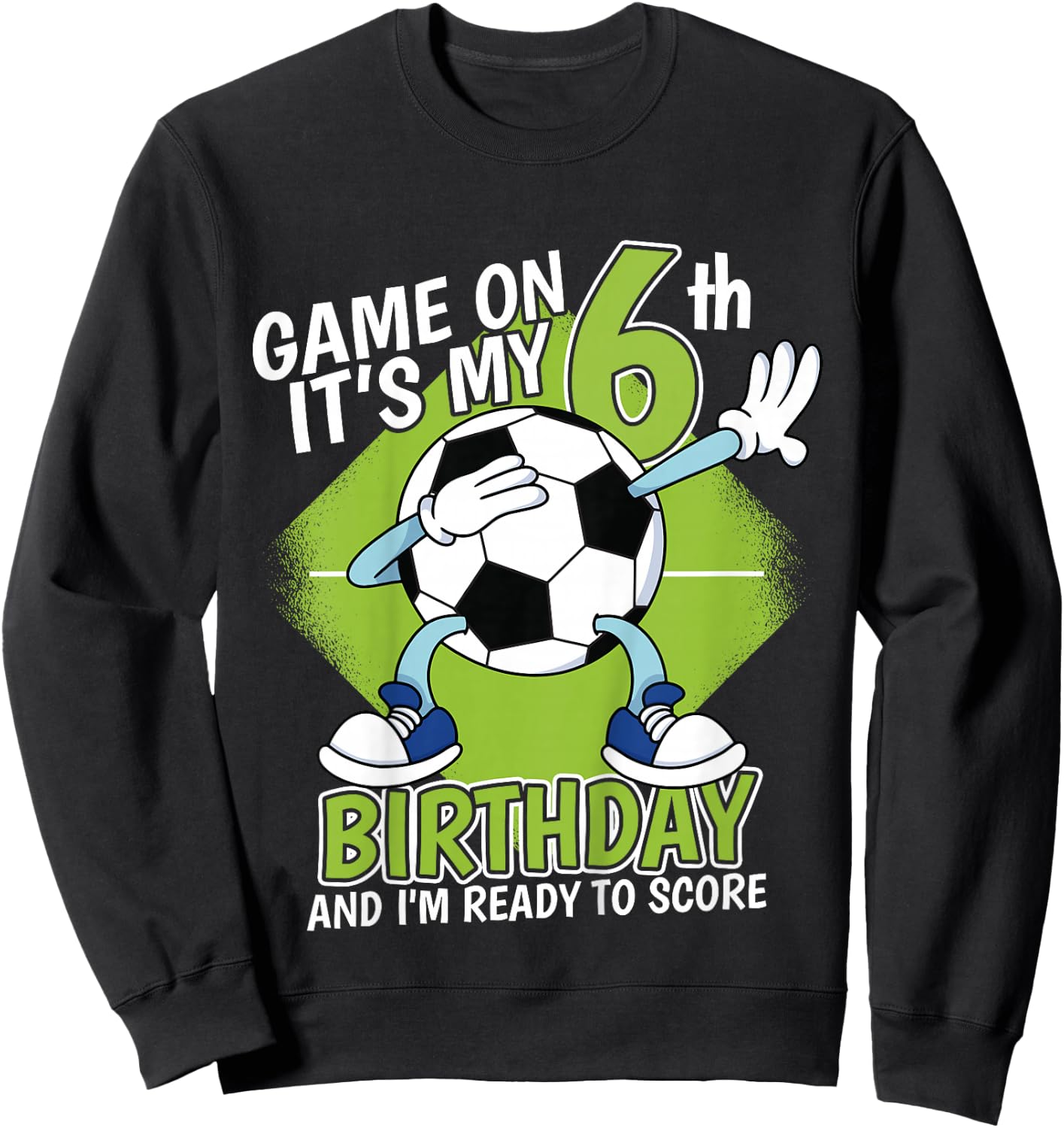 Kids 6 Year Old Soccer Player Boy Birthday 6th Bday Soccer Theme Sweatshirt - Sweatshirt | Black