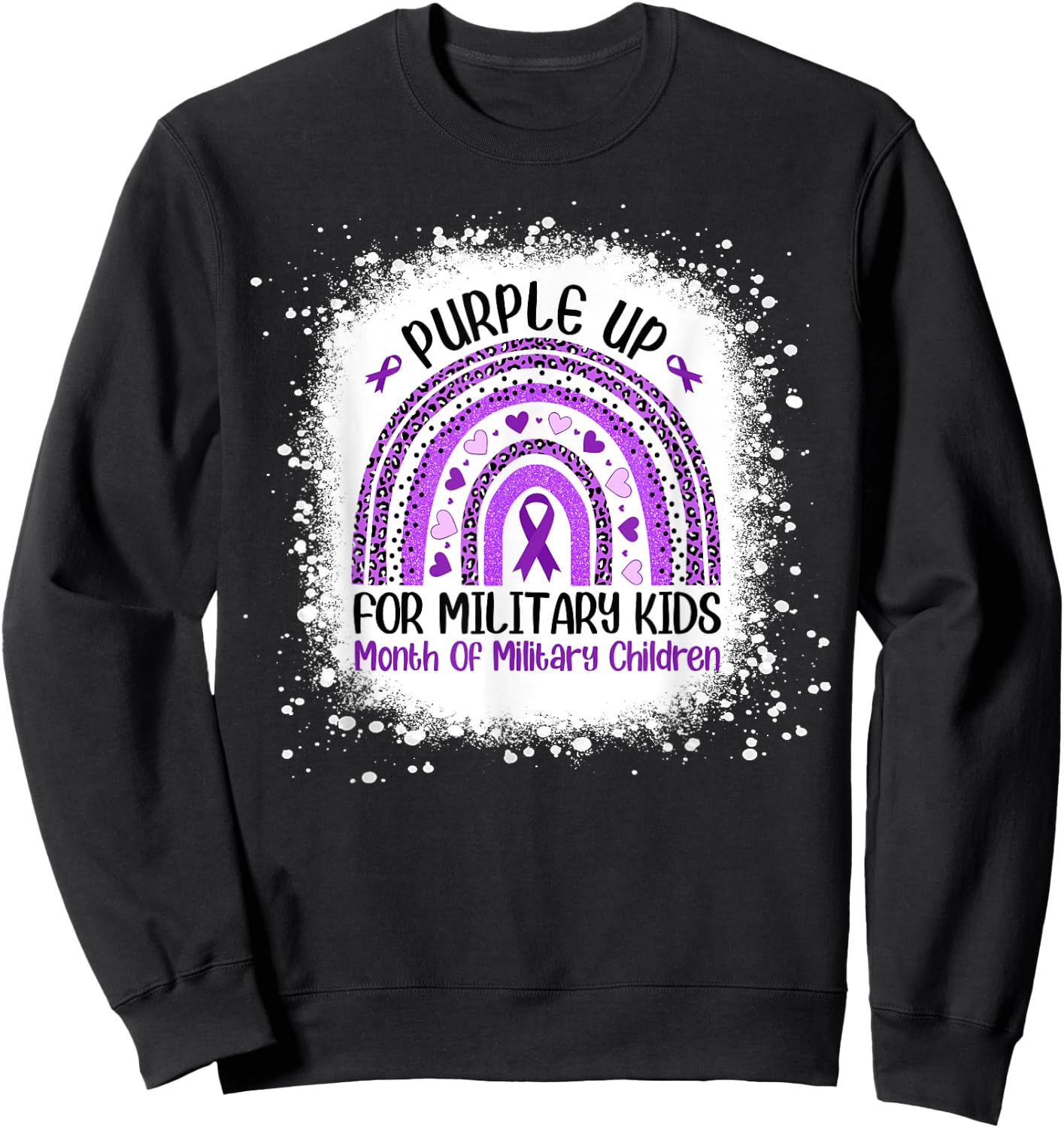 Purple Up for Military Kids Month Military Child Rainbow Sweatshirt - Sweatshirt | Black