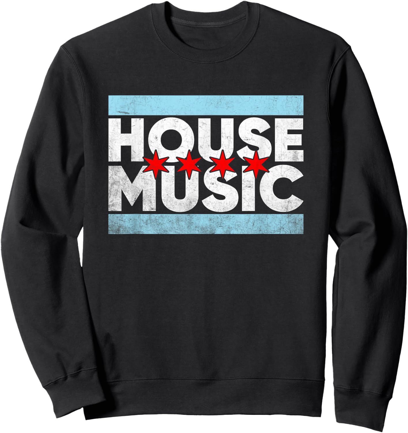 Chicago House Music - EDM DJ Retro Distressed Sweatshirt - Sweatshirt | Black