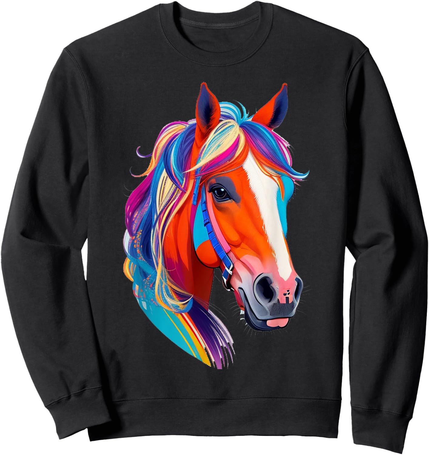 Colorful pop art Horse Lover Funny Cute Horses Sweatshirt - Sweatshirt | Black