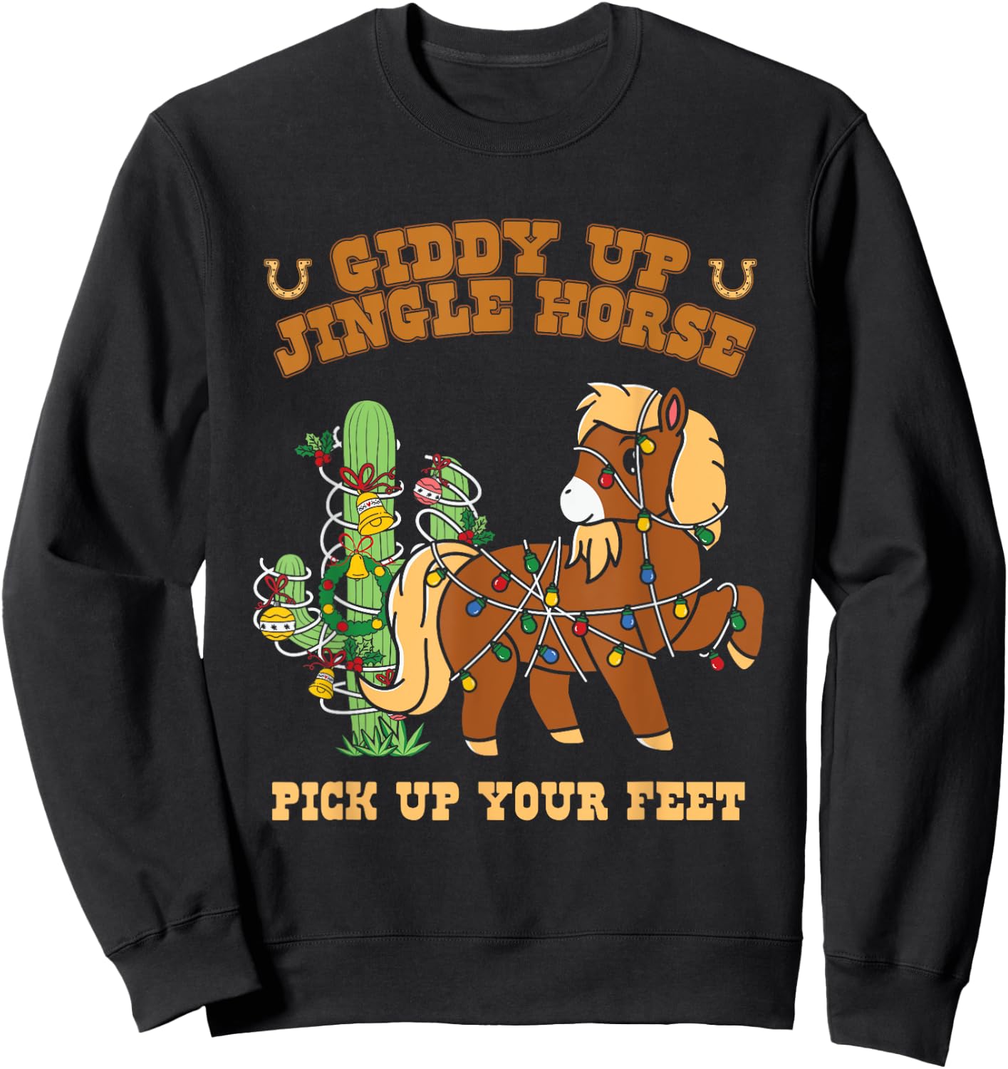 Western Cowboy Christmas Giddy Up Jingle Horse Merry Xmas Sweatshirt - Sweatshirt | Black