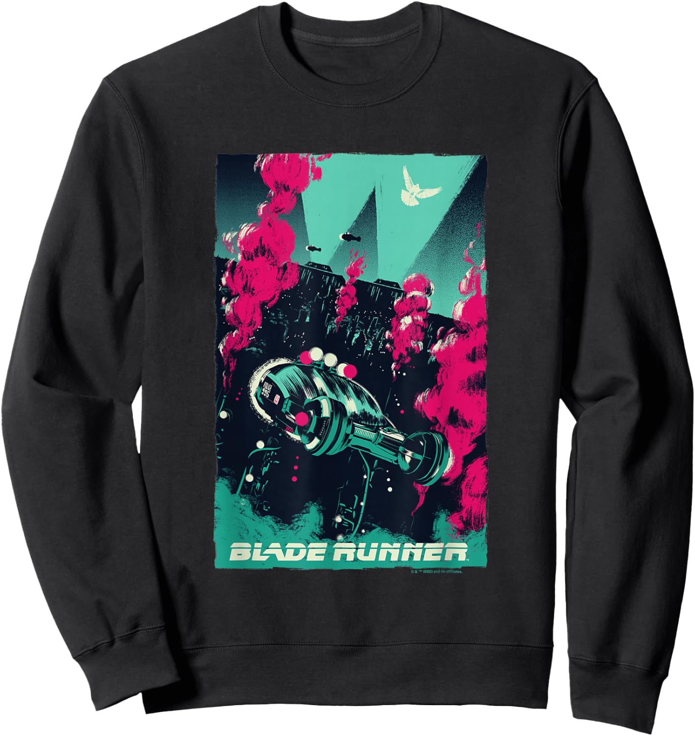 WB100 Blade Runner Red & Blue Vintage Comic Movie Poster Sweatshirt - Sweatshirt | Black