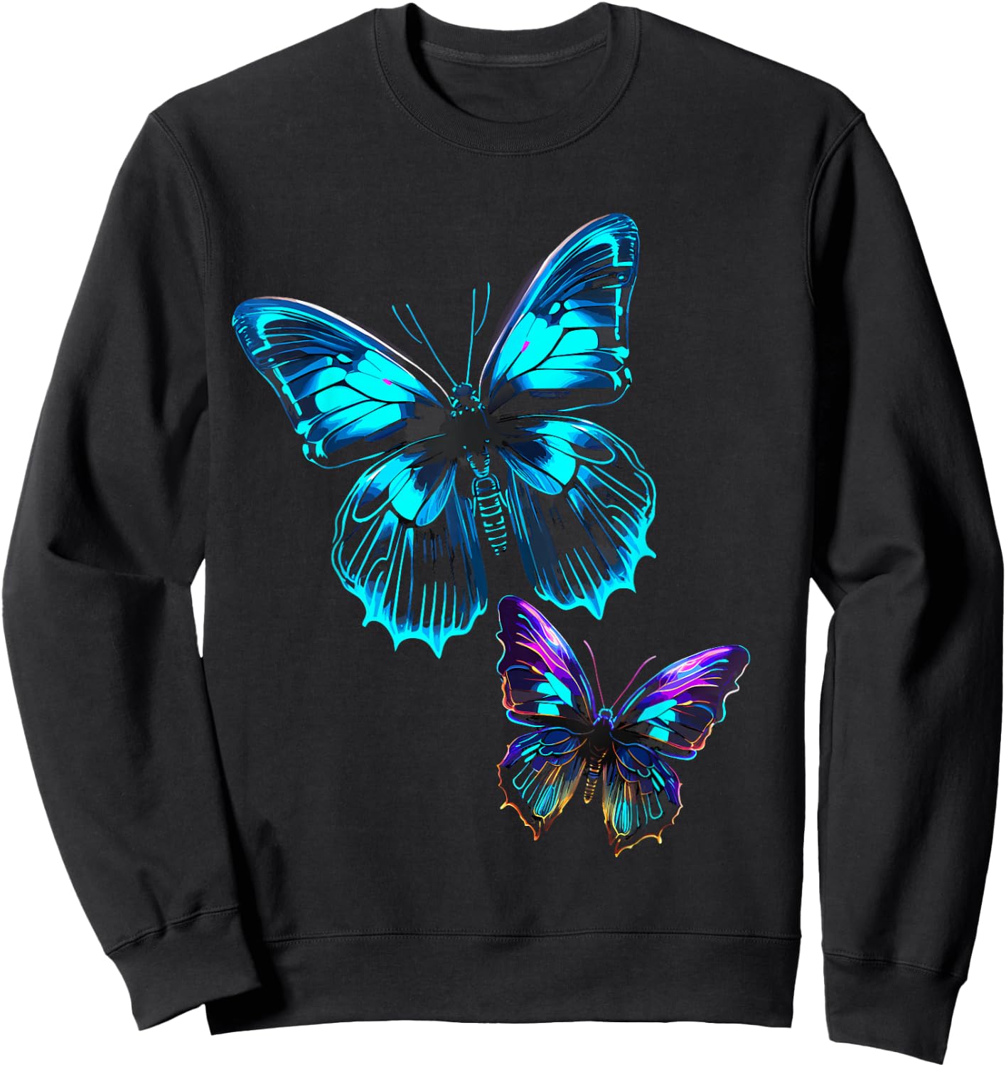 Butterfly Electric Design Vibrant Sweatshirt - Sweatshirt | Black