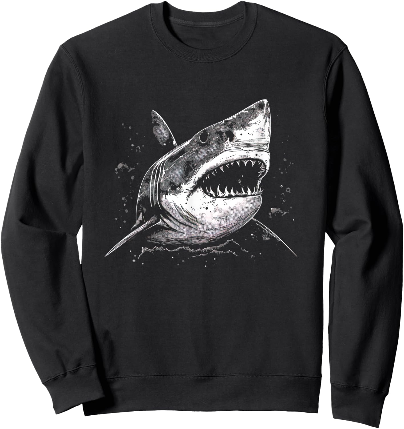 Scary Great White Simple Generic Shark with Big Teeth Sweatshirt - Sweatshirt | Black