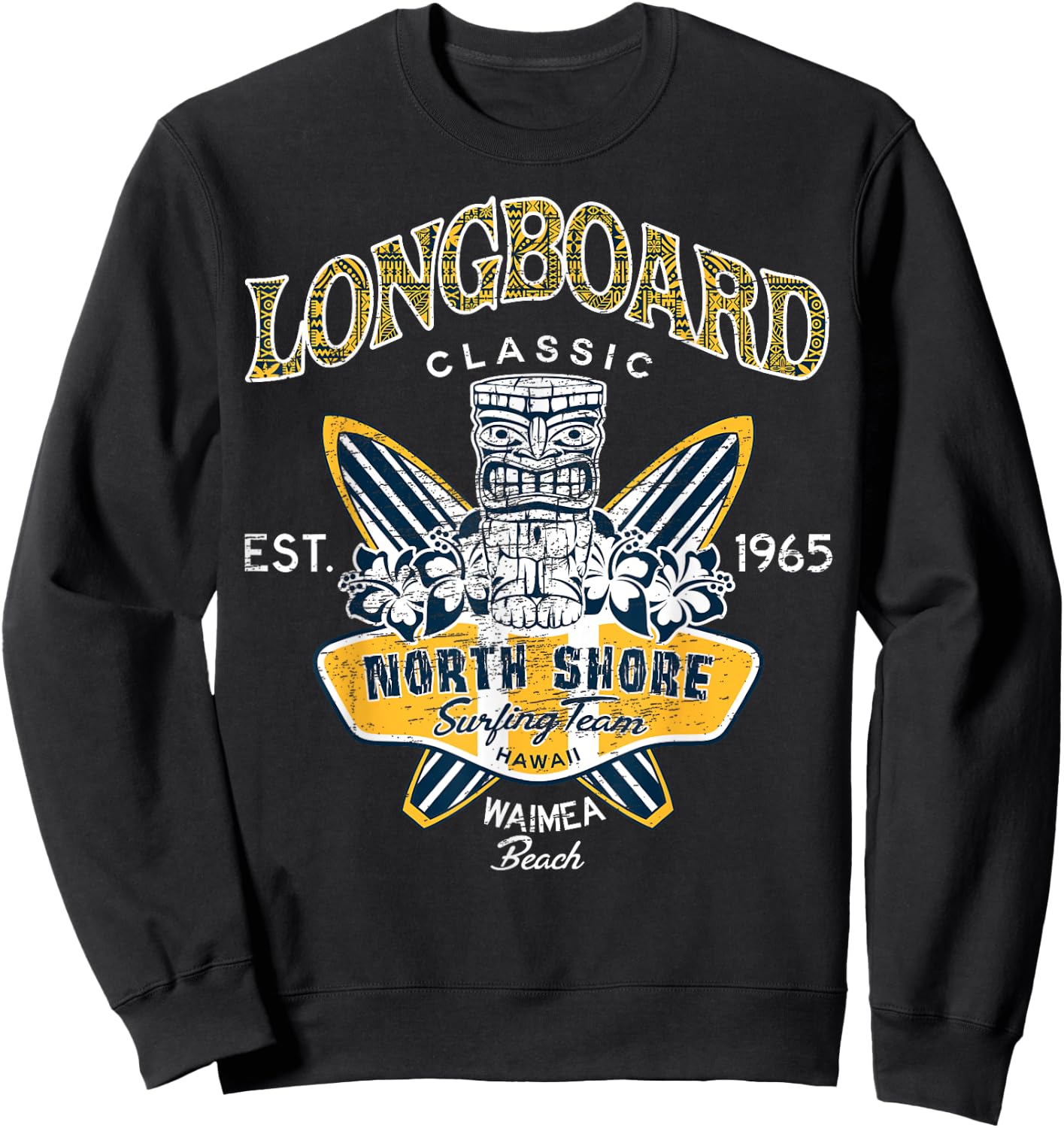 North Shore Hawaii Surfing Team Longboard Classic Sweatshirt - Sweatshirt | Black
