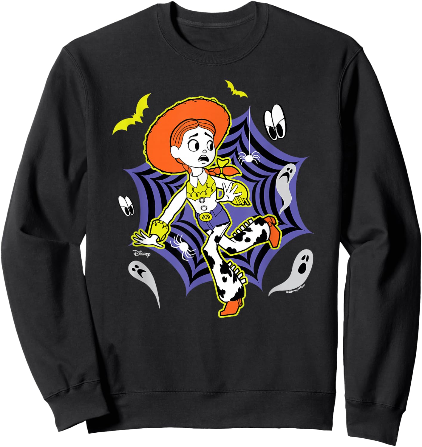 Toy Story - Jessie Halloween Spider Web with Bats and Ghosts Sweatshirt - Sweatshirt | Black