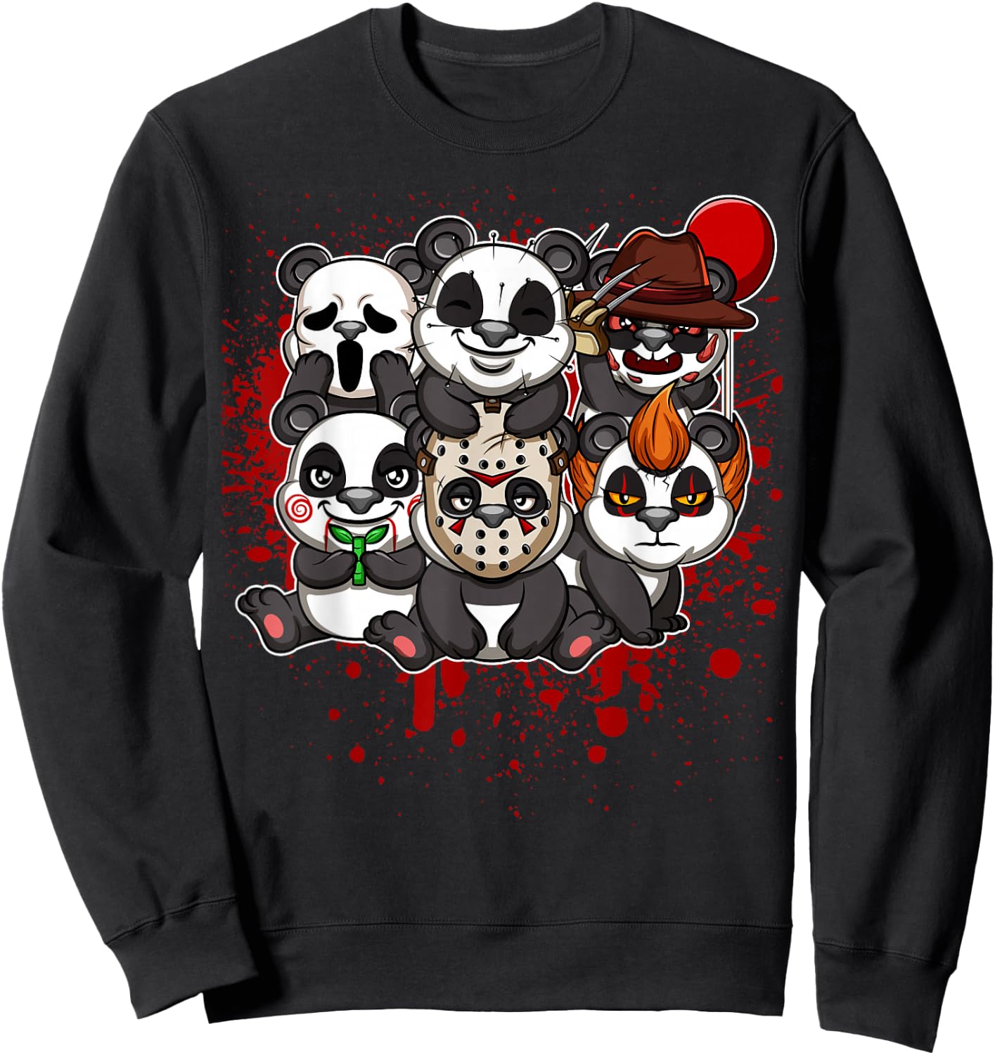 Favorite Classic Horror Movie Characters Animals - My Little Horror Crew - Halloween Pandas Sweatshirt - Sweatshirt | Black