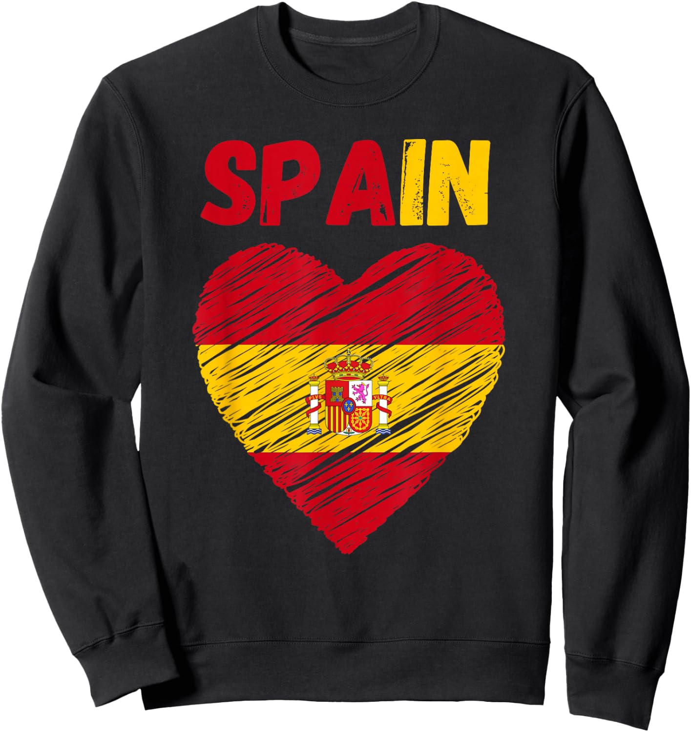 Spain Flag Holiday Vintage Grunge Espanol Spanish Flag Sweatshirt - Sweatshirt | Black