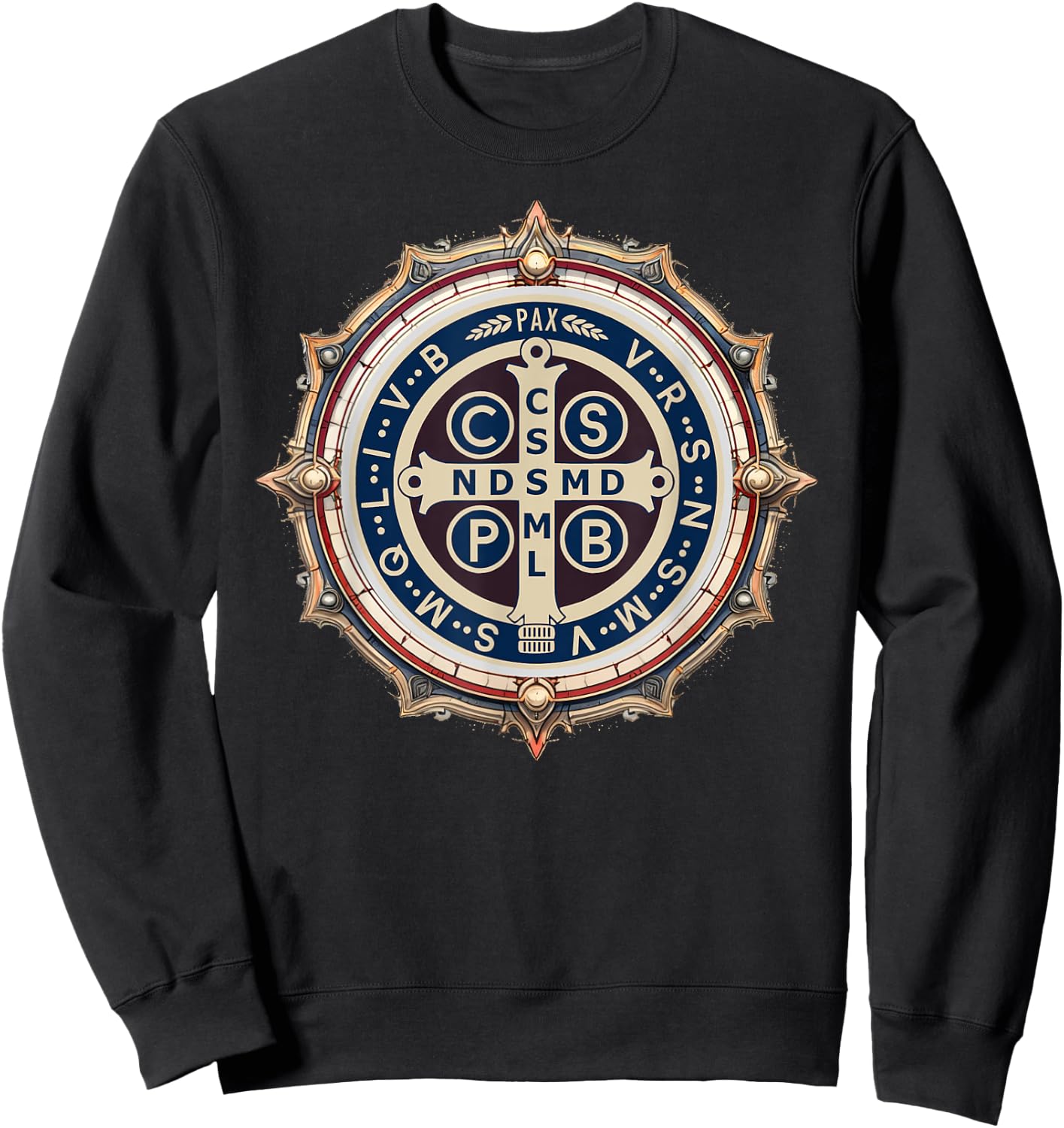 Catholic Saint Benedict Medal Sweatshirt - Sweatshirt | Black