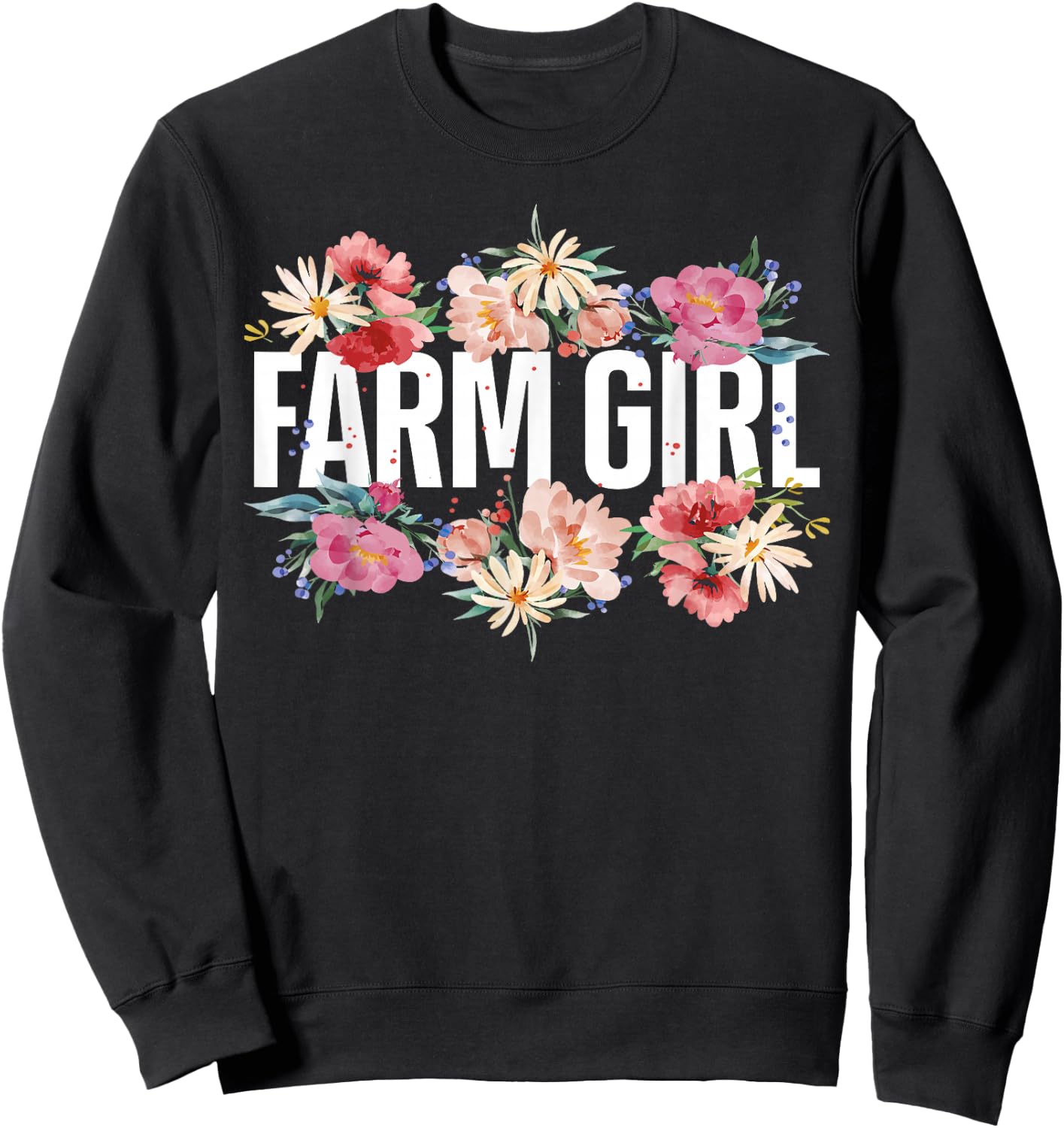 Farming Farmer Girl Flower Floral Farm Girl Sweatshirt - Sweatshirt | Black