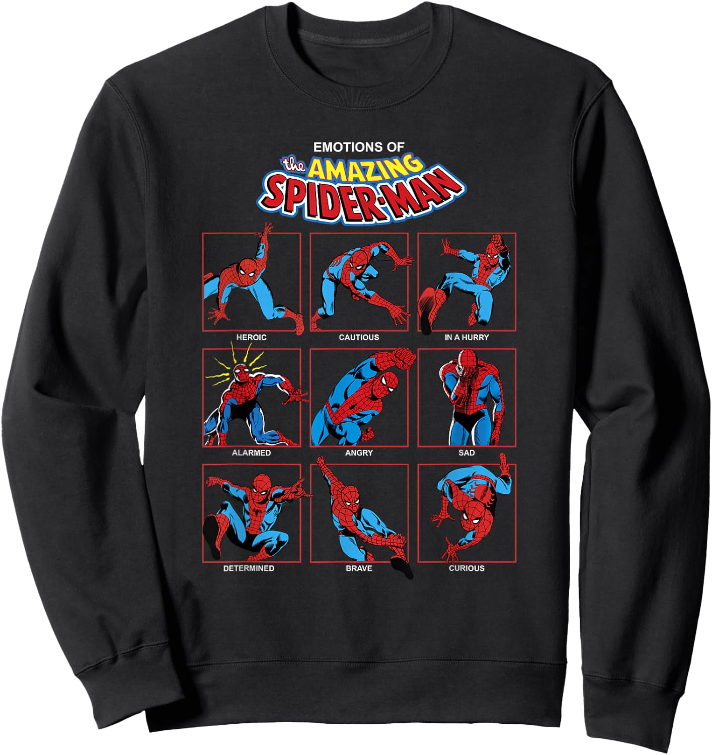 Marvel Spider-Man Classic Expressions of Spider-Man Grid Sweatshirt - Sweatshirt | Black