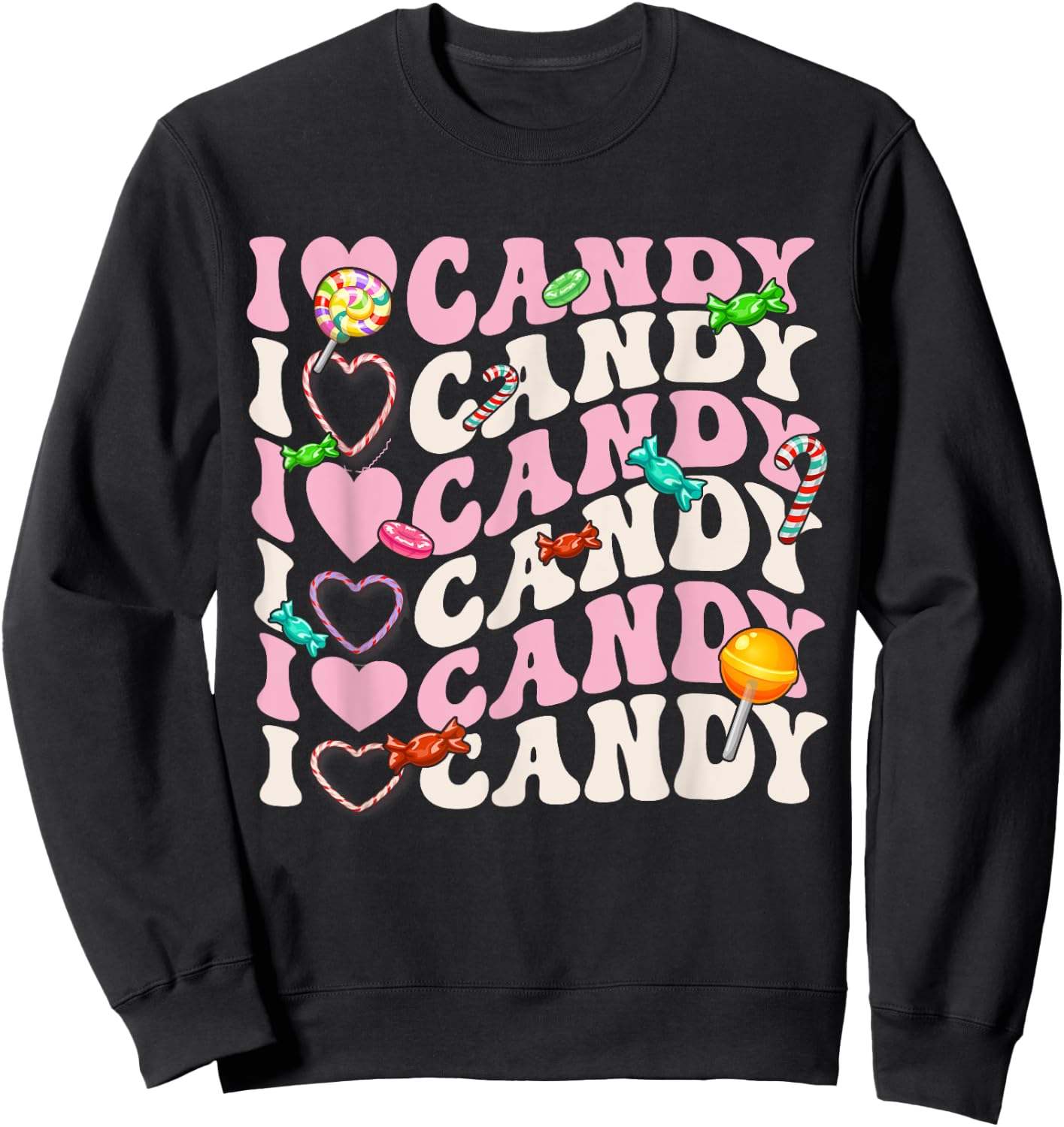 I Love Candy Halloween Party Cute Trick or Treat Candyland Sweatshirt - Sweatshirt | Black