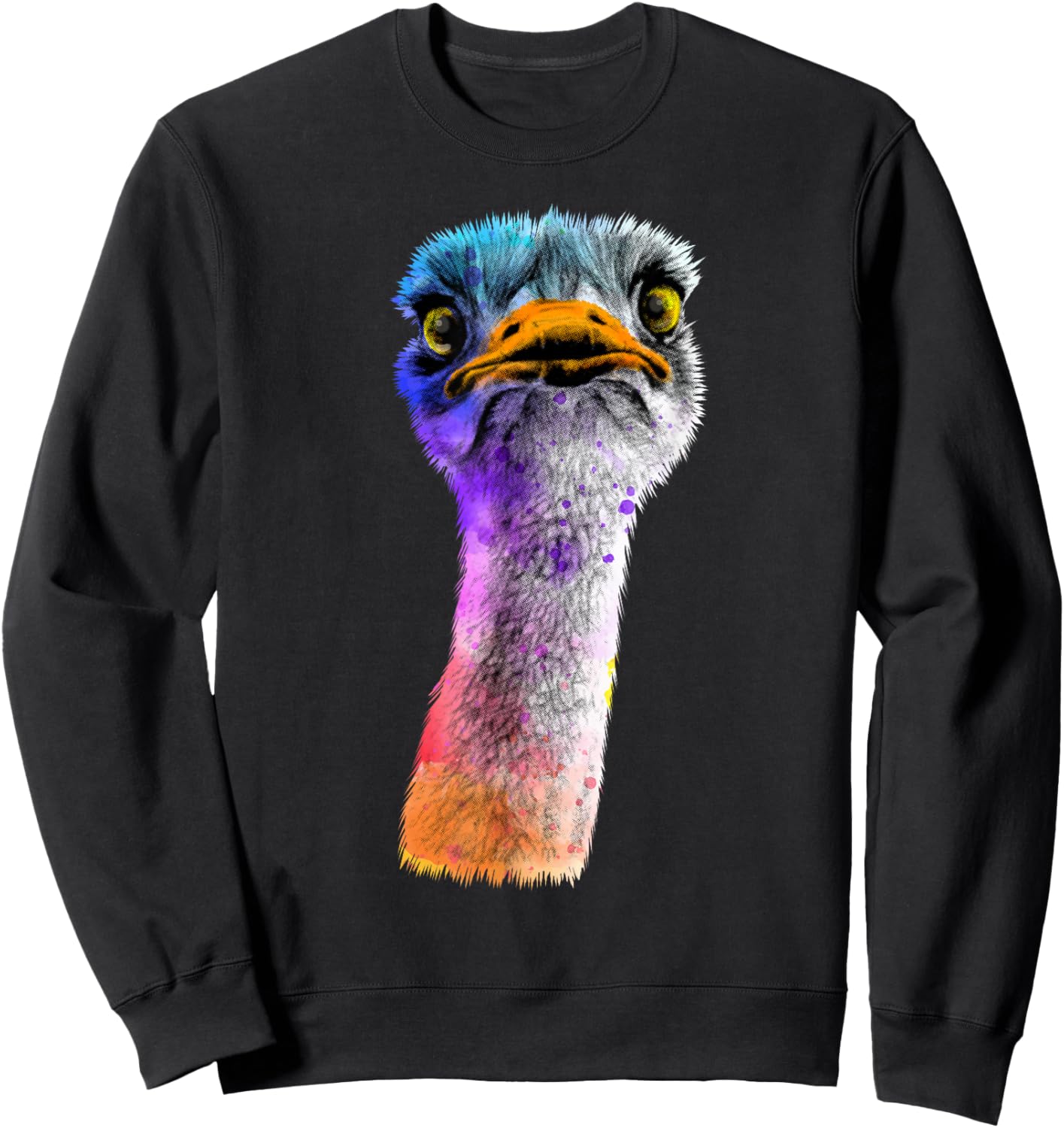 Funny Ostrich Face Design Men Women Boys Girls Ostrich Lover Sweatshirt - Sweatshirt | Black