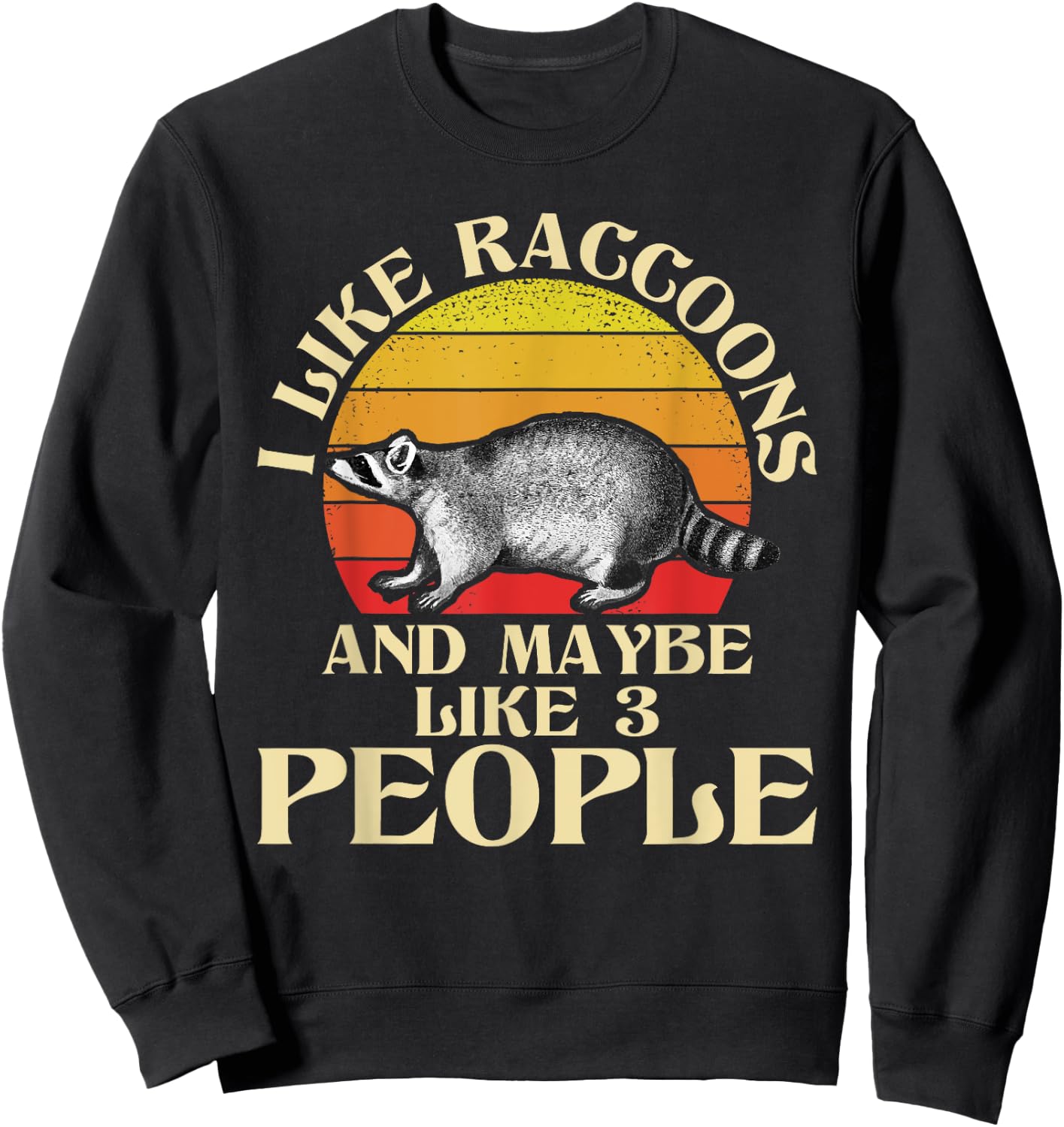 I Like Raccoons And Maybe Like 3 People - Retro Raccoon Sweatshirt - Sweatshirt | Black