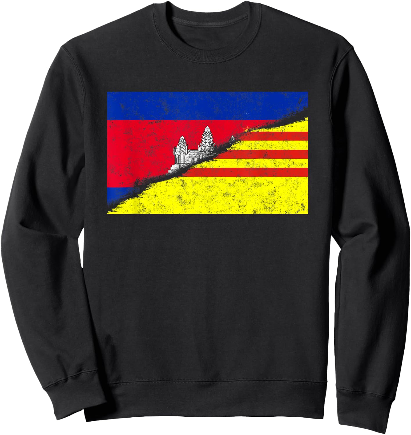 Cambodia Khmer Cambodian Vietnam Vietnamese Mixed DNA Flag Sweatshirt - Sweatshirt | Black