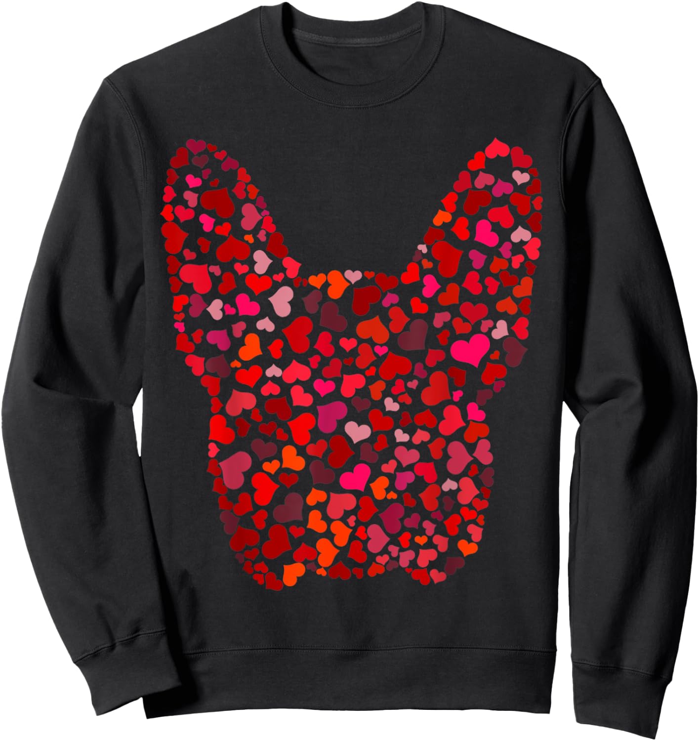 Red Hearts French Bulldog Valentines Day Dog Frenchie Mom Sweatshirt - Sweatshirt | Black
