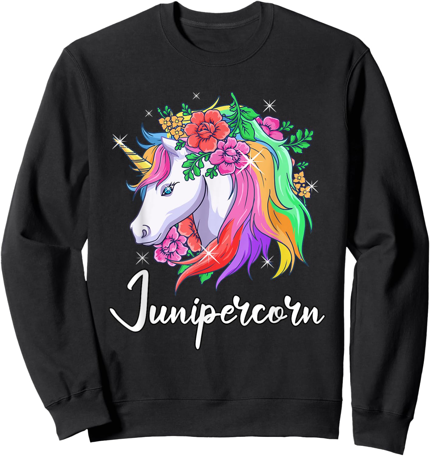 Cute Junipercorn Personalized Name Unicorn Juniper Sweatshirt - Sweatshirt | Black