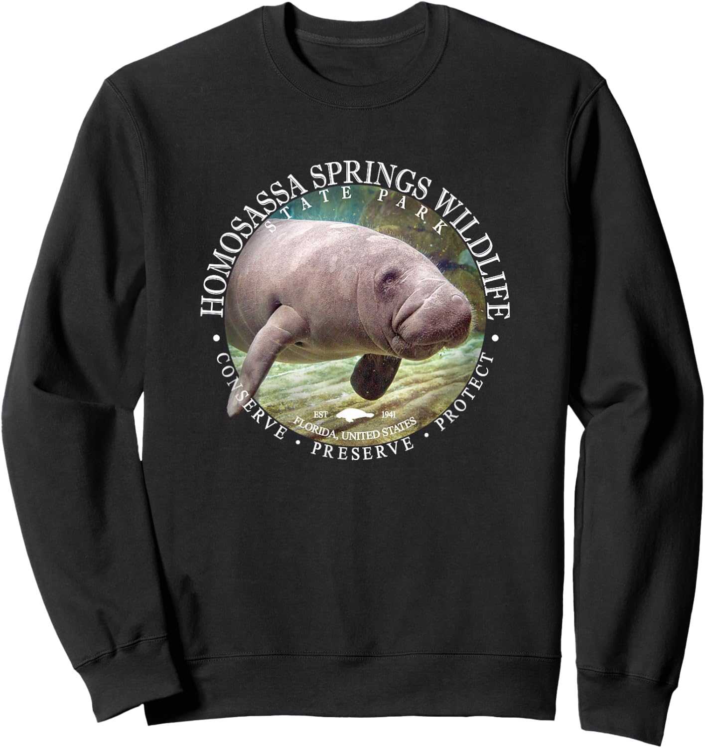 Homosassa Springs Wildlife State Park Manatee Sea Cow Sweatshirt - Sweatshirt | Black