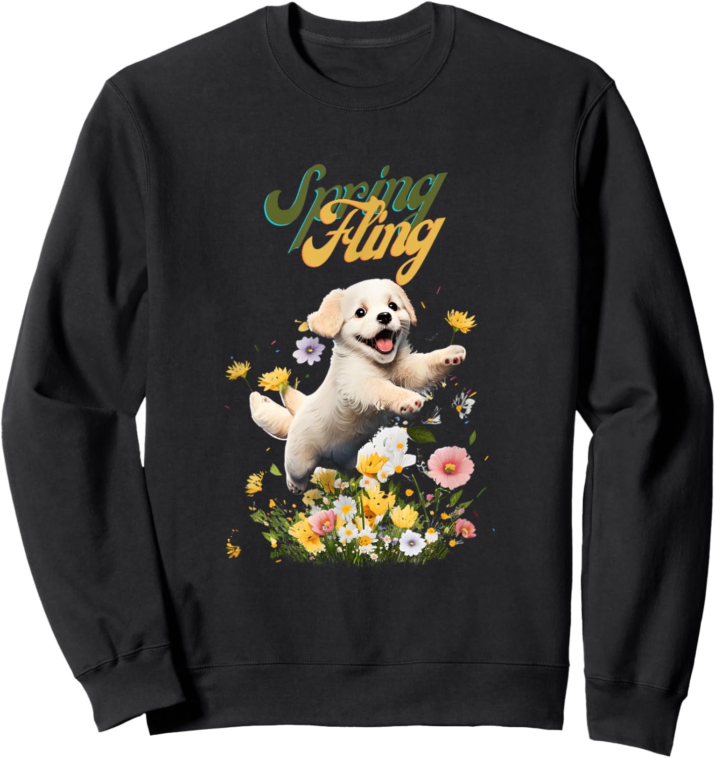 Playful Puppy Spring Fling Sweatshirt - Sweatshirt | Black