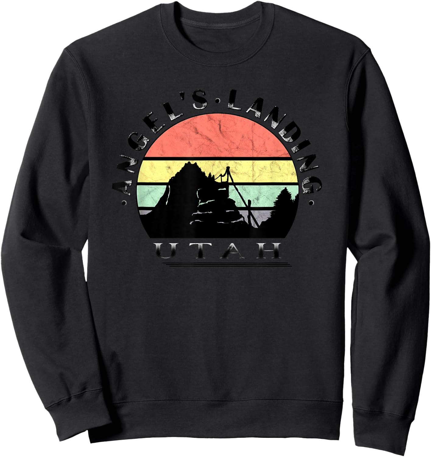 Angels Landing Retro Vintage Sunset Sweatshirt - Sweatshirt | Black