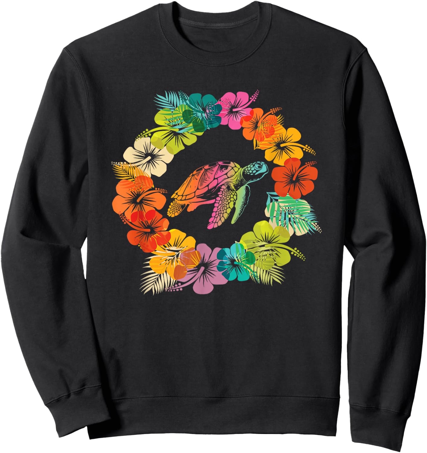 Hawaiian Sea Turtle Lover Ocean Hawaii Sea Animal Tropical Sweatshirt - Sweatshirt | Black