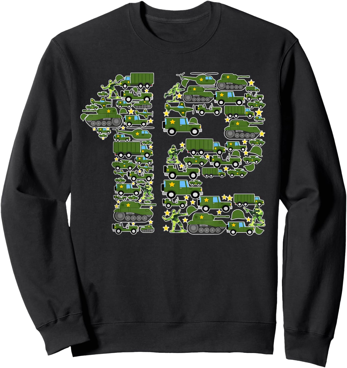 12th Birthday Shirt Boy Soldier 12 Year Old Military Themed Sweatshirt - Sweatshirt | Black