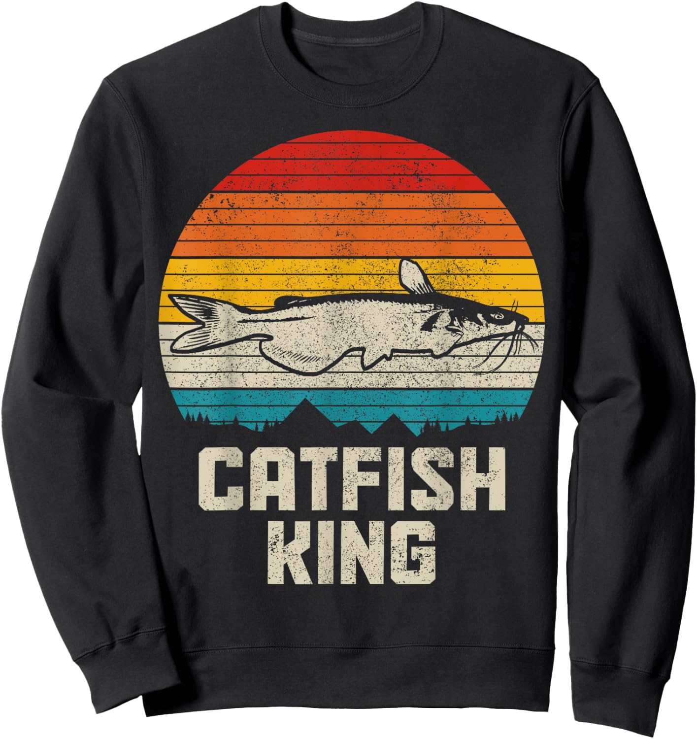 Catfish King Funny Catfishing Vintage Fishing Sweatshirt - Sweatshirt | Black