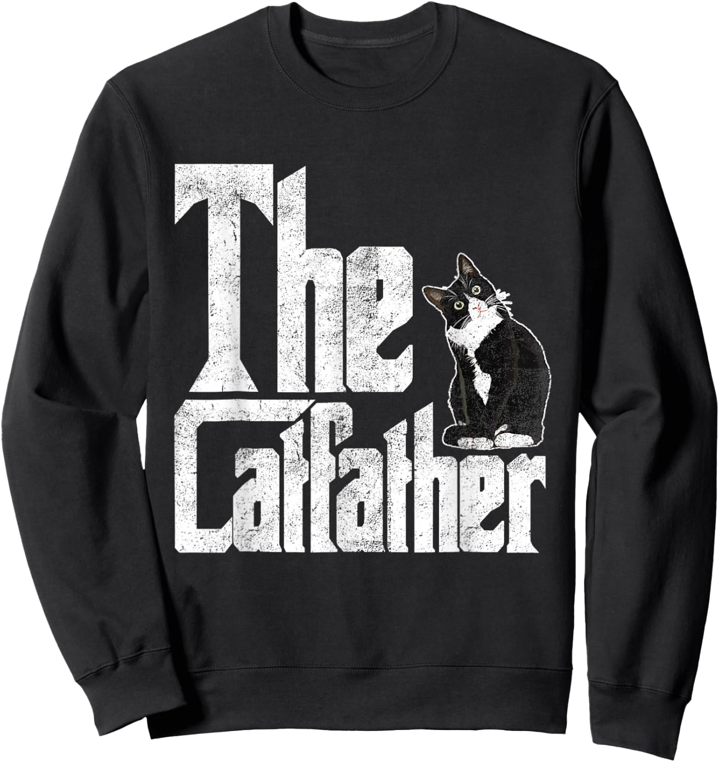 The Catfather Cat Father Mafia Funny Parody Fathers Day Sweatshirt - Sweatshirt | Black