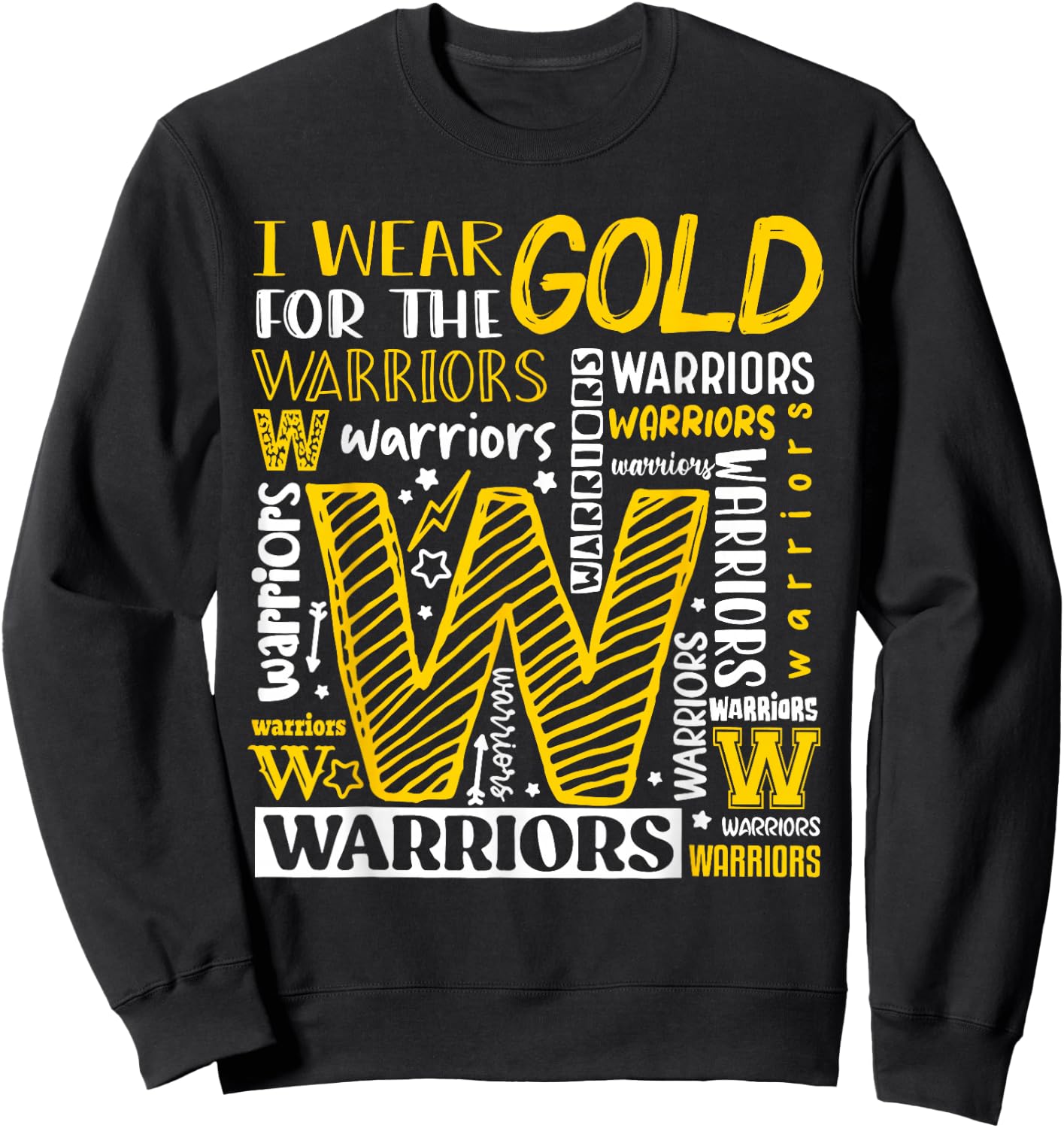 I Wear Gold For The Warriors Childhood Cancer Awareness Sweatshirt - Sweatshirt | Black
