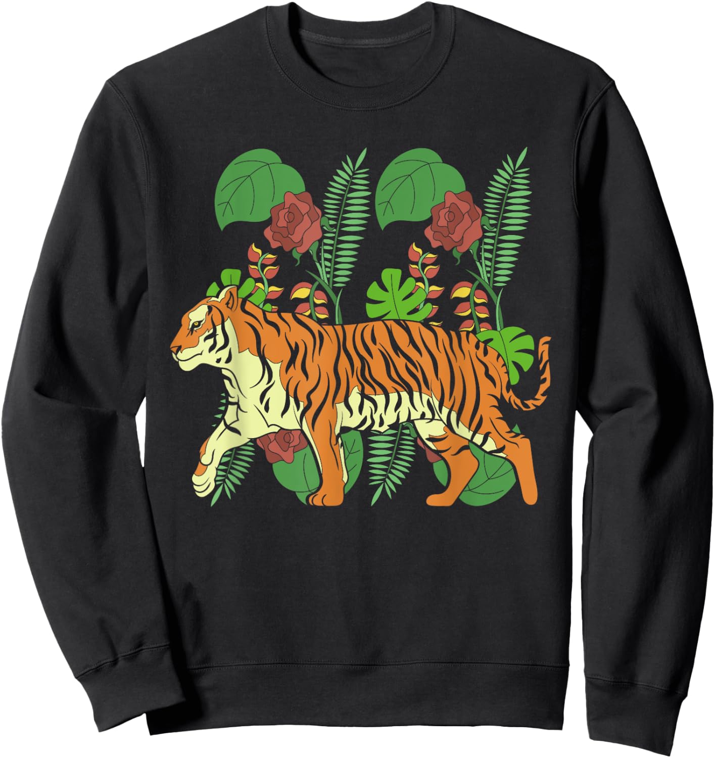 Tropical Jungle Animal Predator Wild Cat Asian Tiger Women Kids Sweatshirt - Sweatshirt | Black