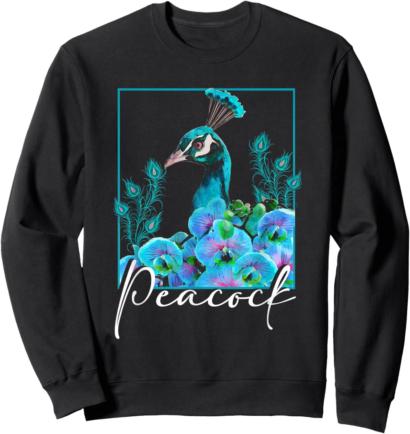 Beautiful Peacock | Bird Lover | Peacock Feathers Sweatshirt - Sweatshirt | Black