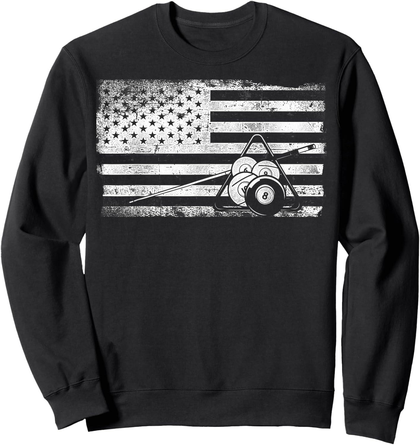 Billiards Pool Player Ball American Flag Vintage Sweatshirt - Sweatshirt | Black